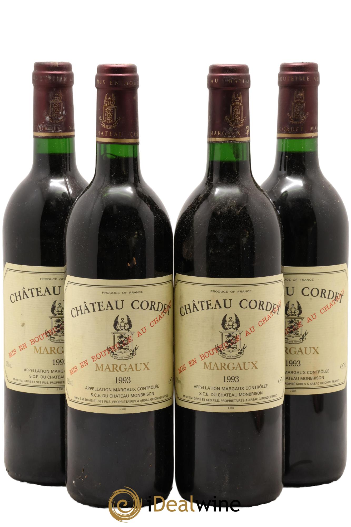 Margaux Château Cordet 1993 - Lot de 4 bouteilles - 0