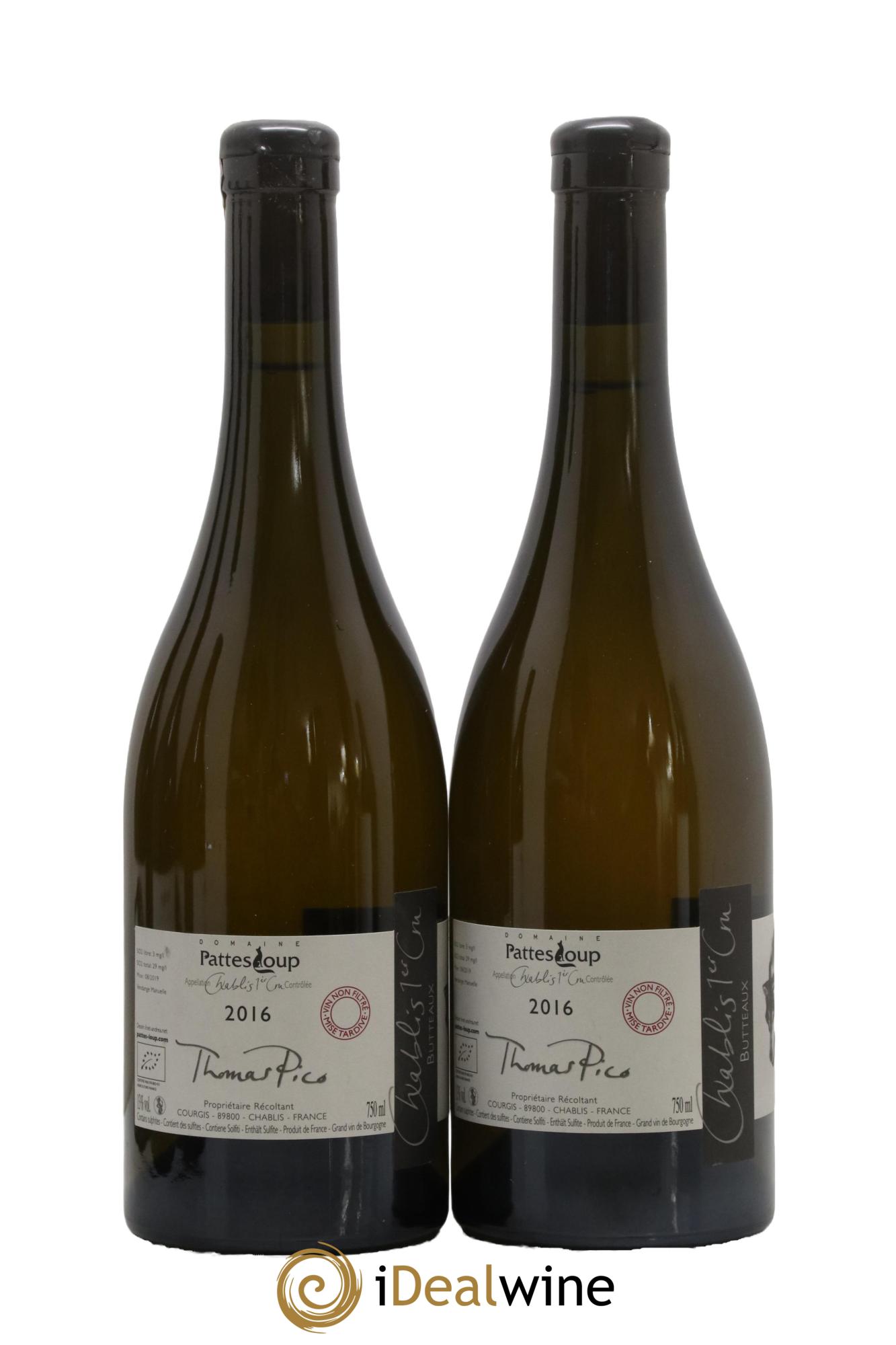 Chablis 1er Cru Butteaux Pattes Loup (Domaine) 2016 - Lot de 2 bouteilles - 0
