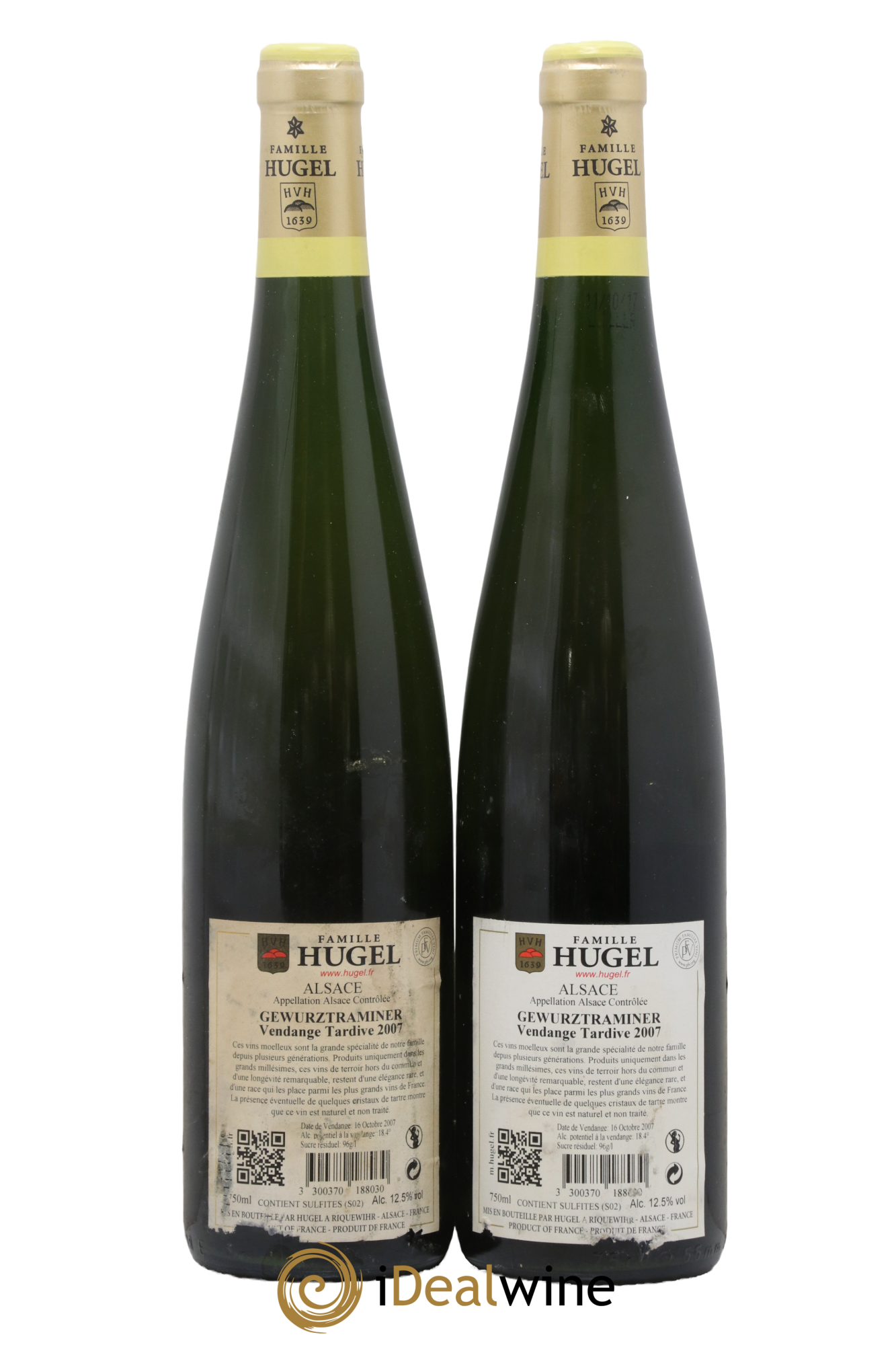 Gewurztraminer Vendanges Tardives Hugel (Domaine) 2007 - Lot de 2 bouteilles - 1