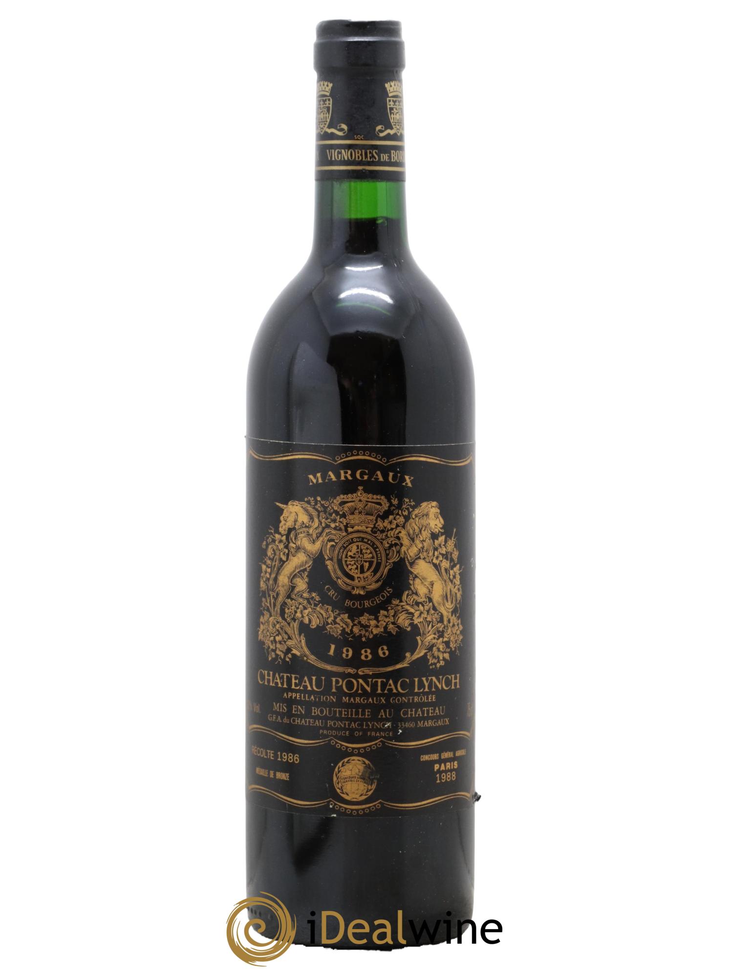 Château Pontac Lynch Cru Bourgeois 1986 - Lot de 1 bouteille - 0