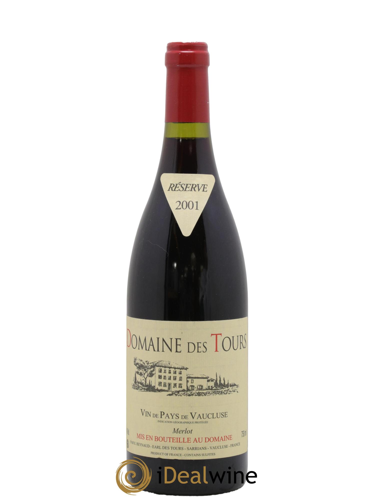IGP Pays du Vaucluse (Vin de Pays du Vaucluse) Domaine des Tours Merlot Emmanuel Reynaud 2001 - Lot de 1 bouteille - 0