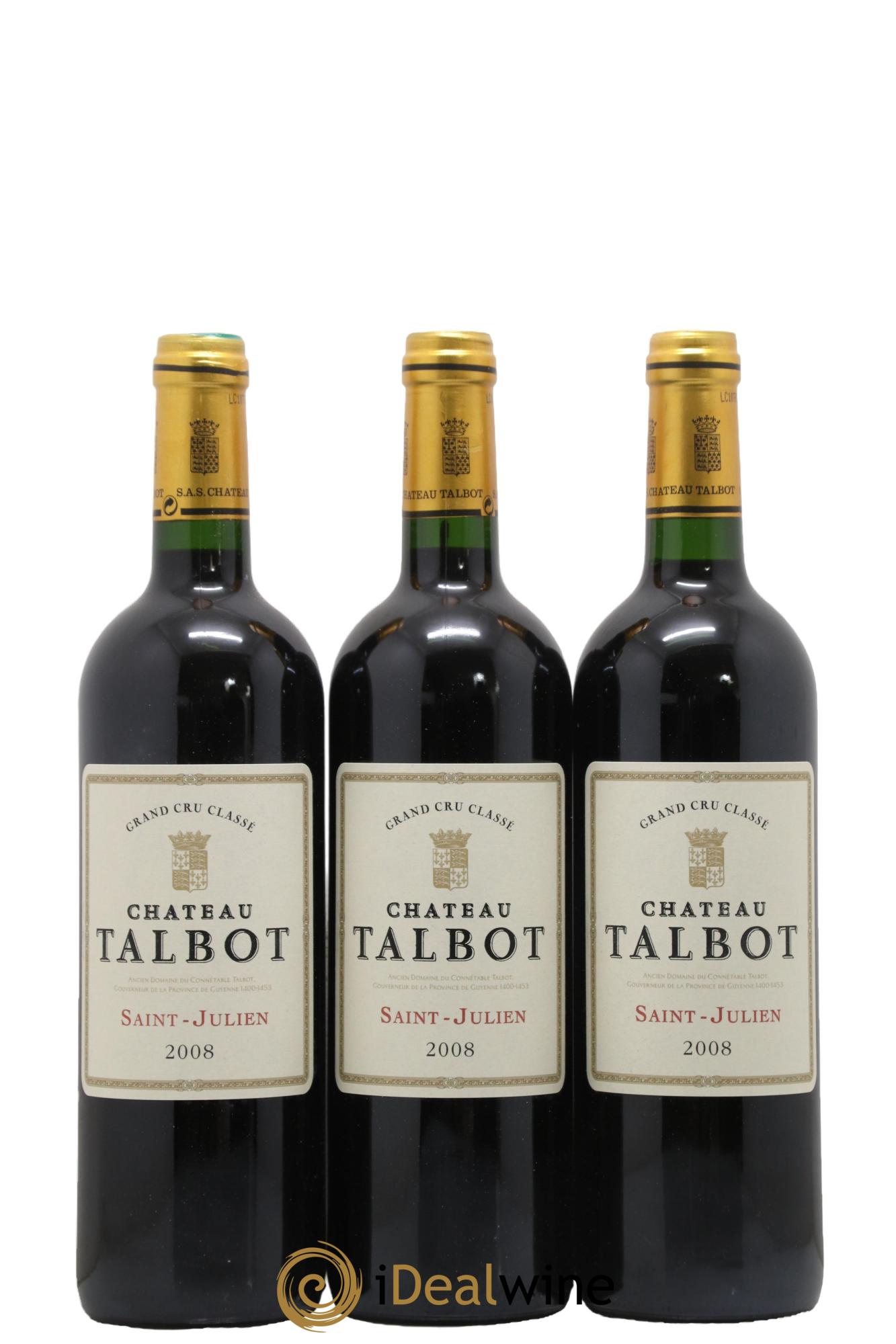Château Talbot 4ème Grand Cru Classé 2008 - Lot de 6 bouteilles - 1