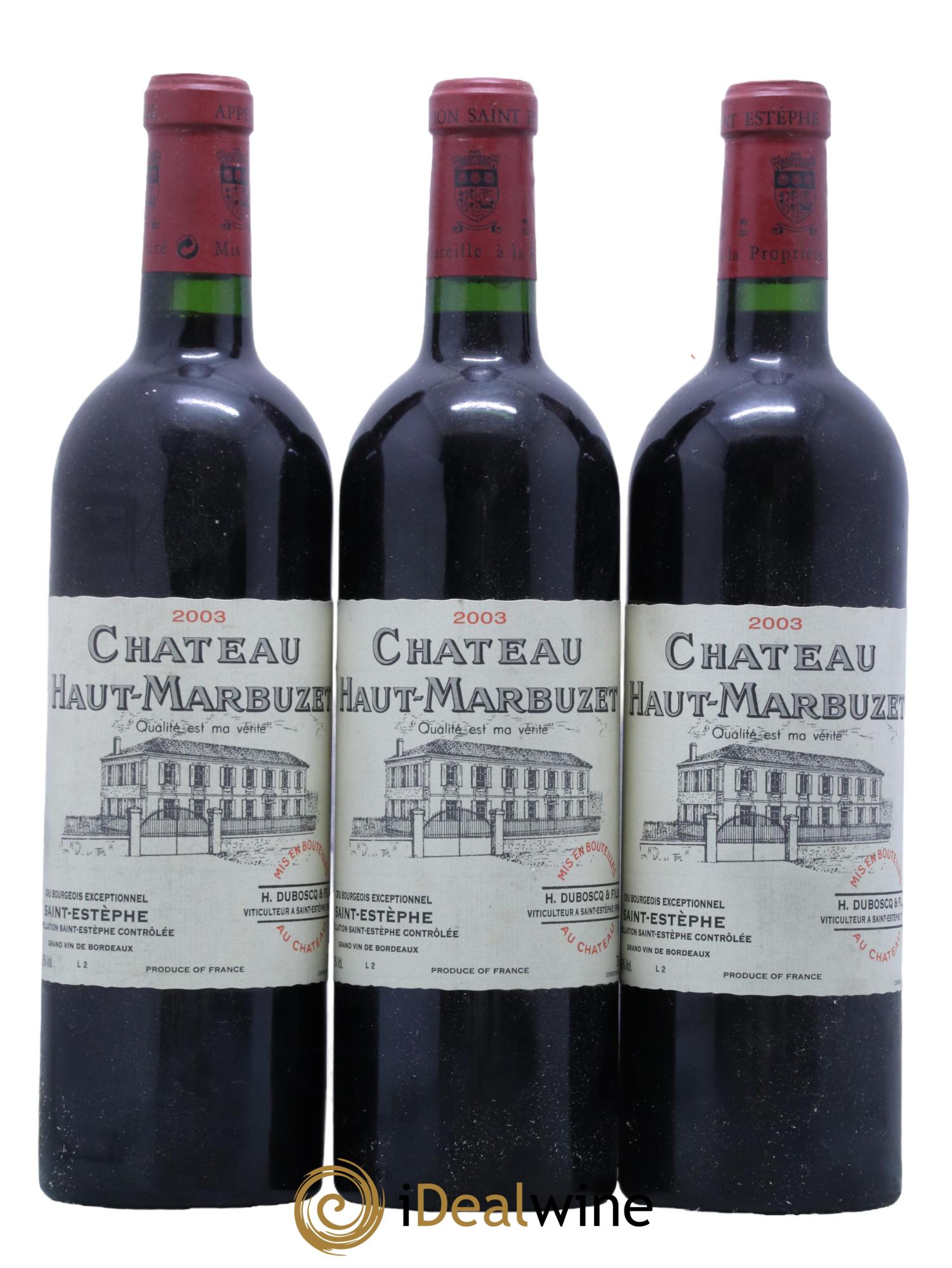 Château Haut Marbuzet 2003 - Lot de 3 bouteilles - 0