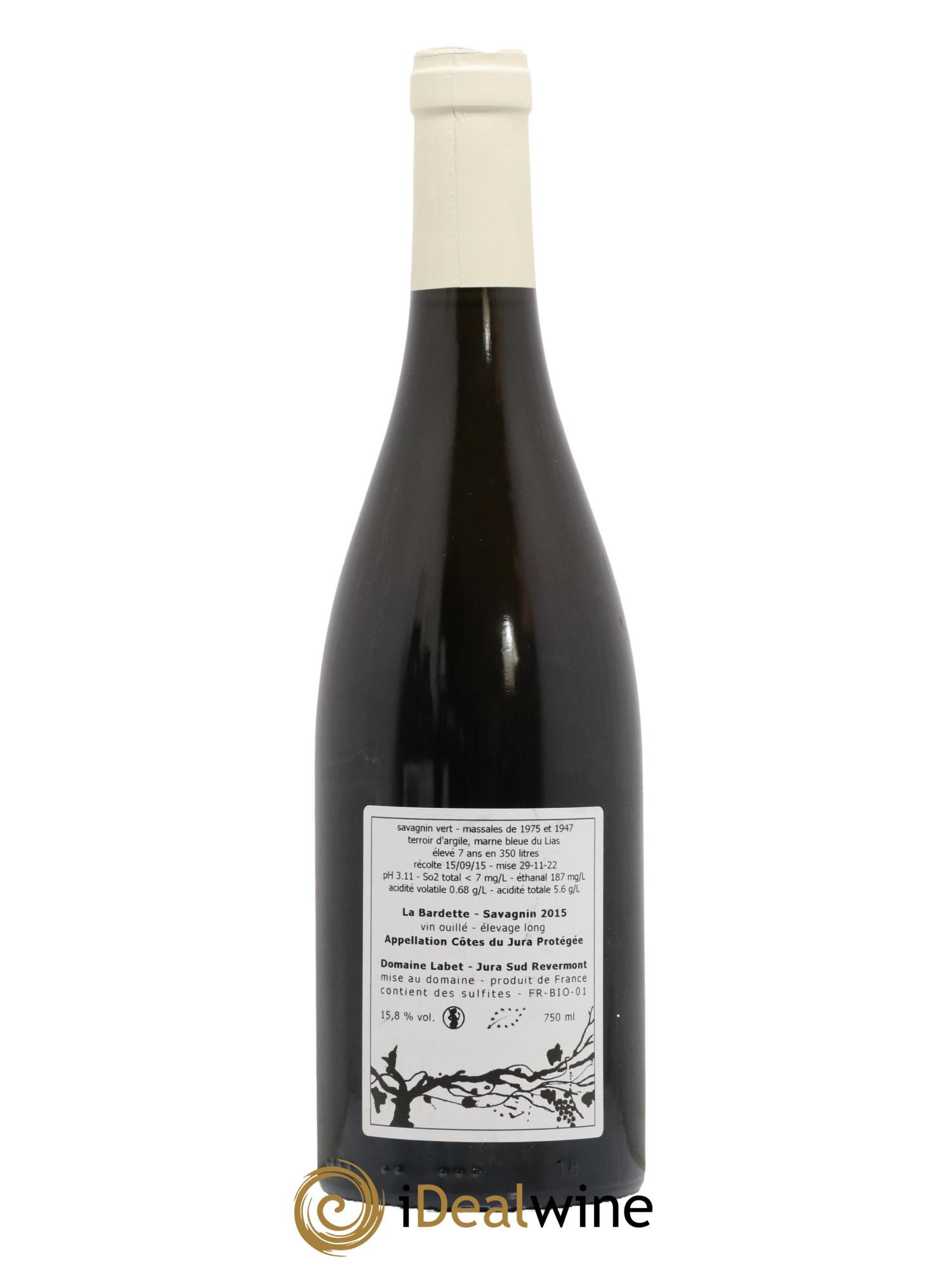Côtes du Jura Savagnin La Bardette Elevage Long Domaine Labet 2015 - Lot de 1 bouteille - 1