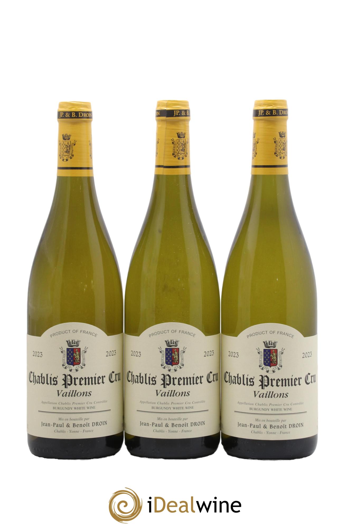 Chablis 1er Cru Vaillons Jean-Paul & Benoît Droin (Domaine) 2023 - Lot de 3 bouteilles - 0
