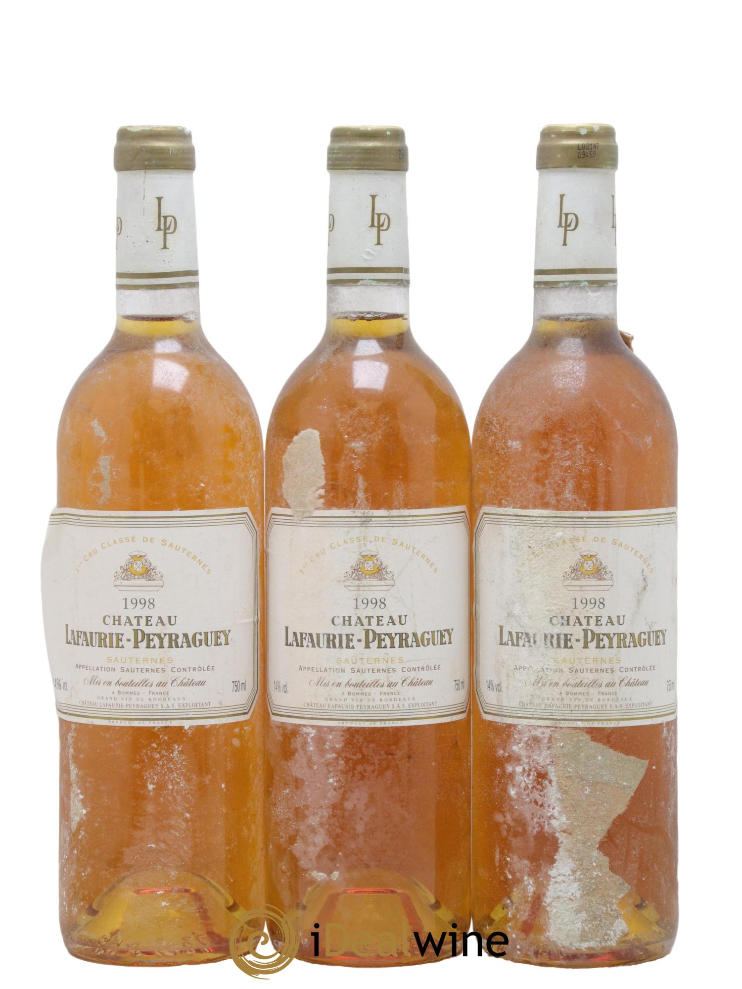 Château Lafaurie-Peyraguey 1er Grand Cru Classé 1998 - Posten von 3 Flaschen - 0