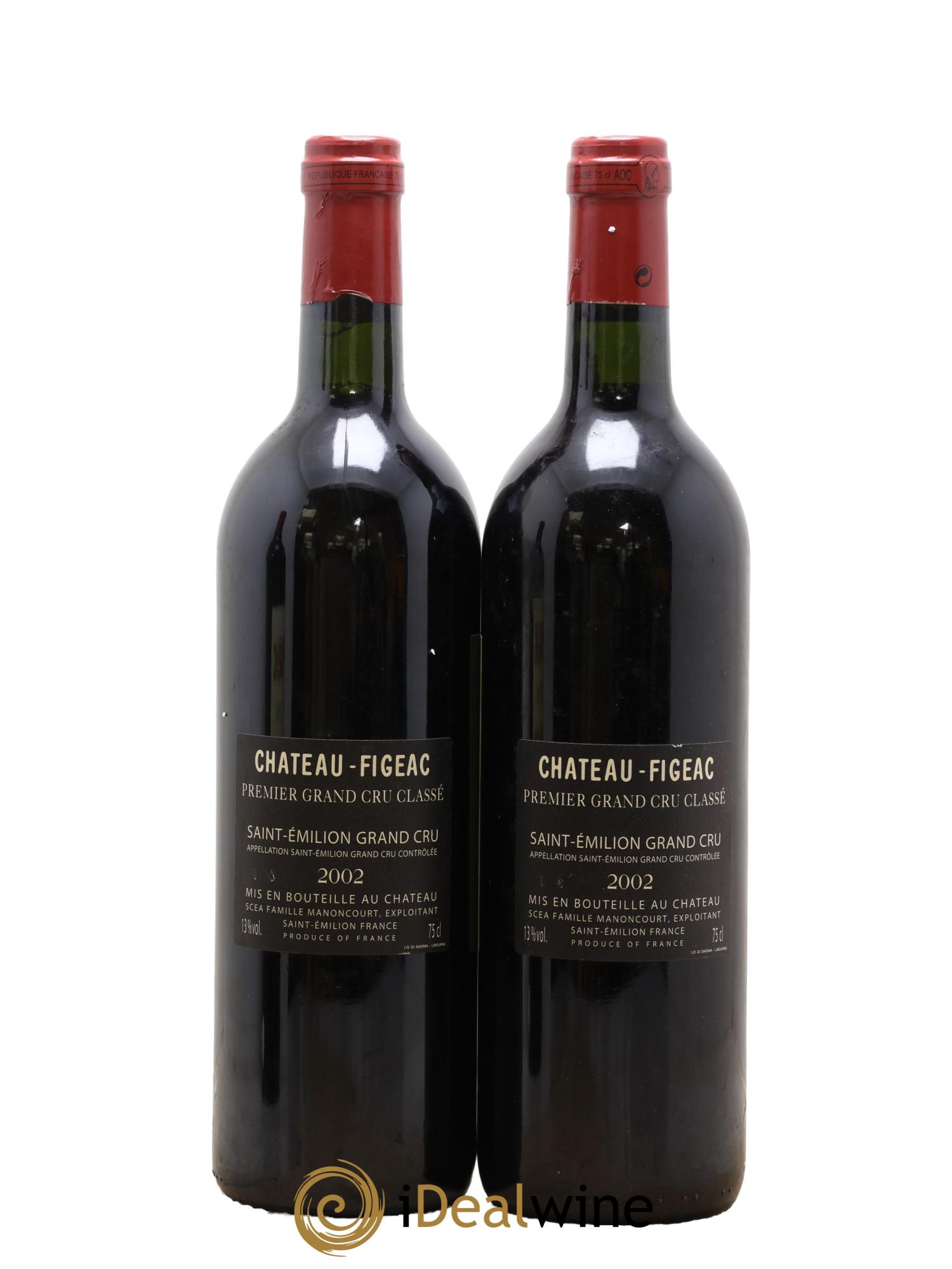 Château Figeac 1er Grand Cru Classé A 2002 - Lotto di 2 bottiglie - 1