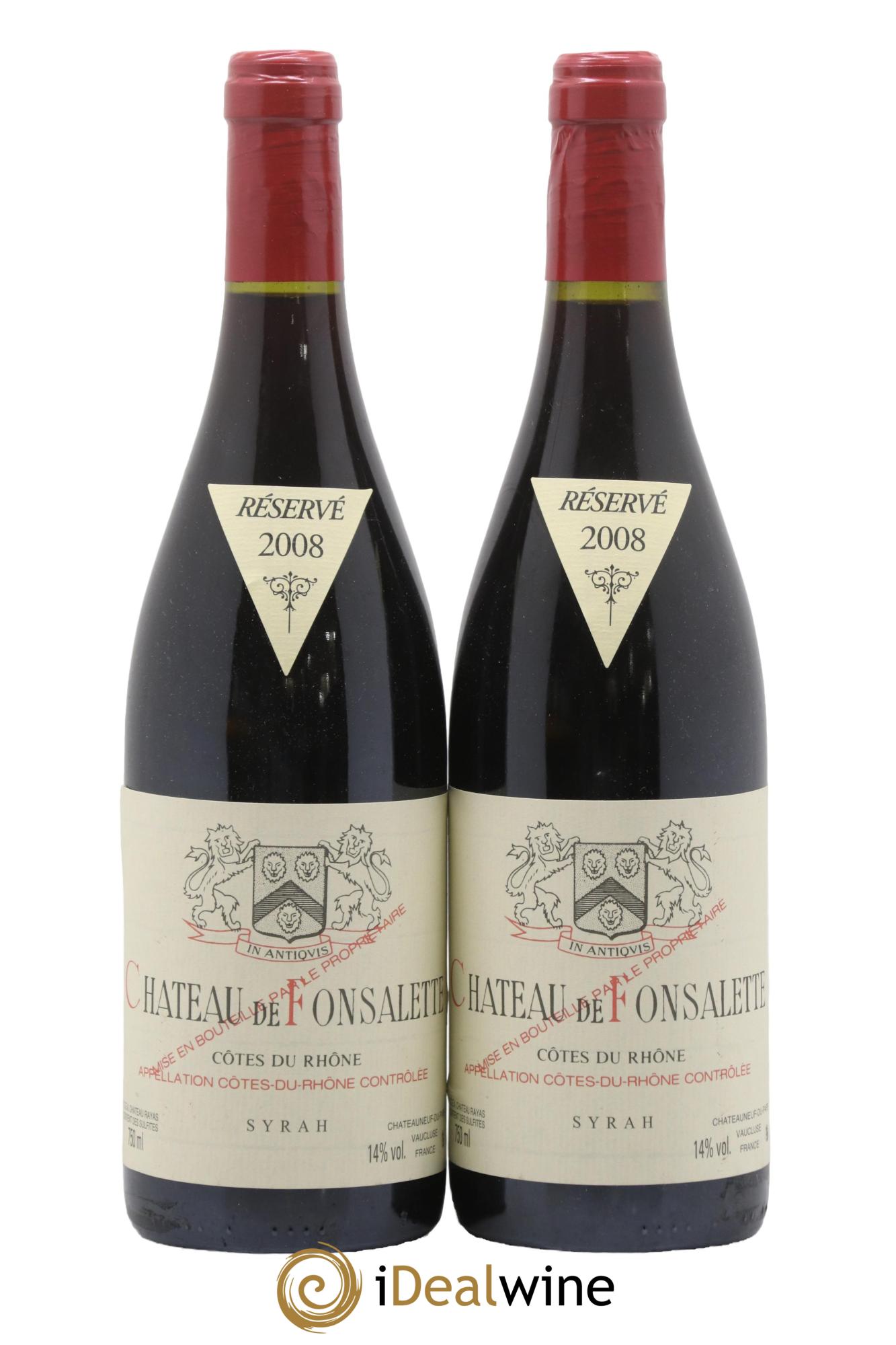 Côtes-du-Rhône Cuvée Syrah Château de Fonsalette 2008 - Lot de 2 bouteilles - 0