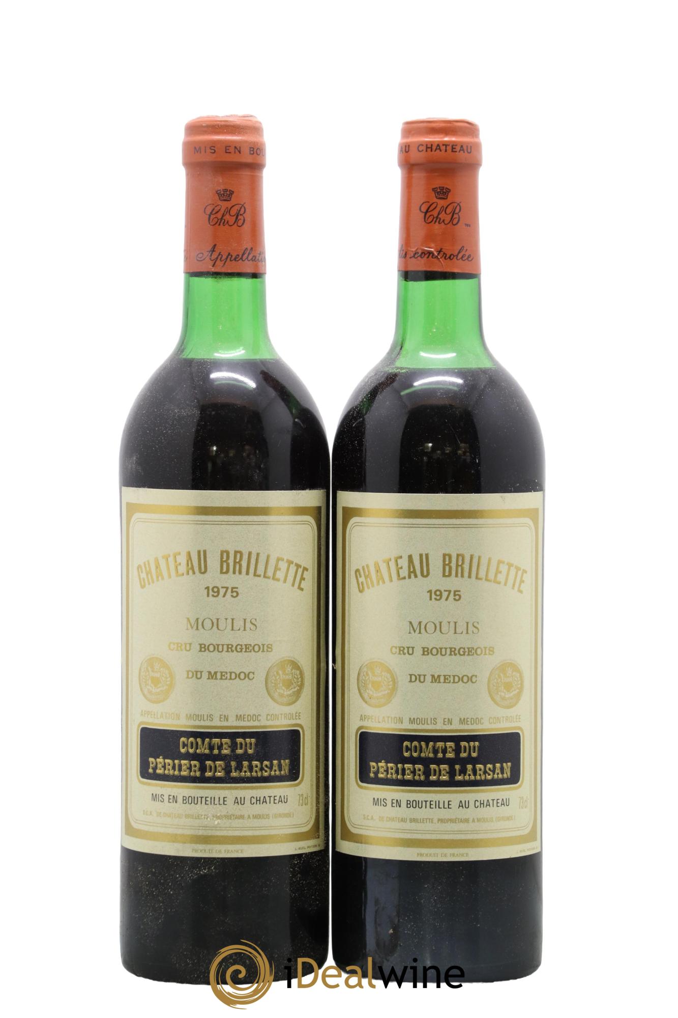 Château Brillette Cru Bourgeois 1975 - Lot de 2 bouteilles - 0