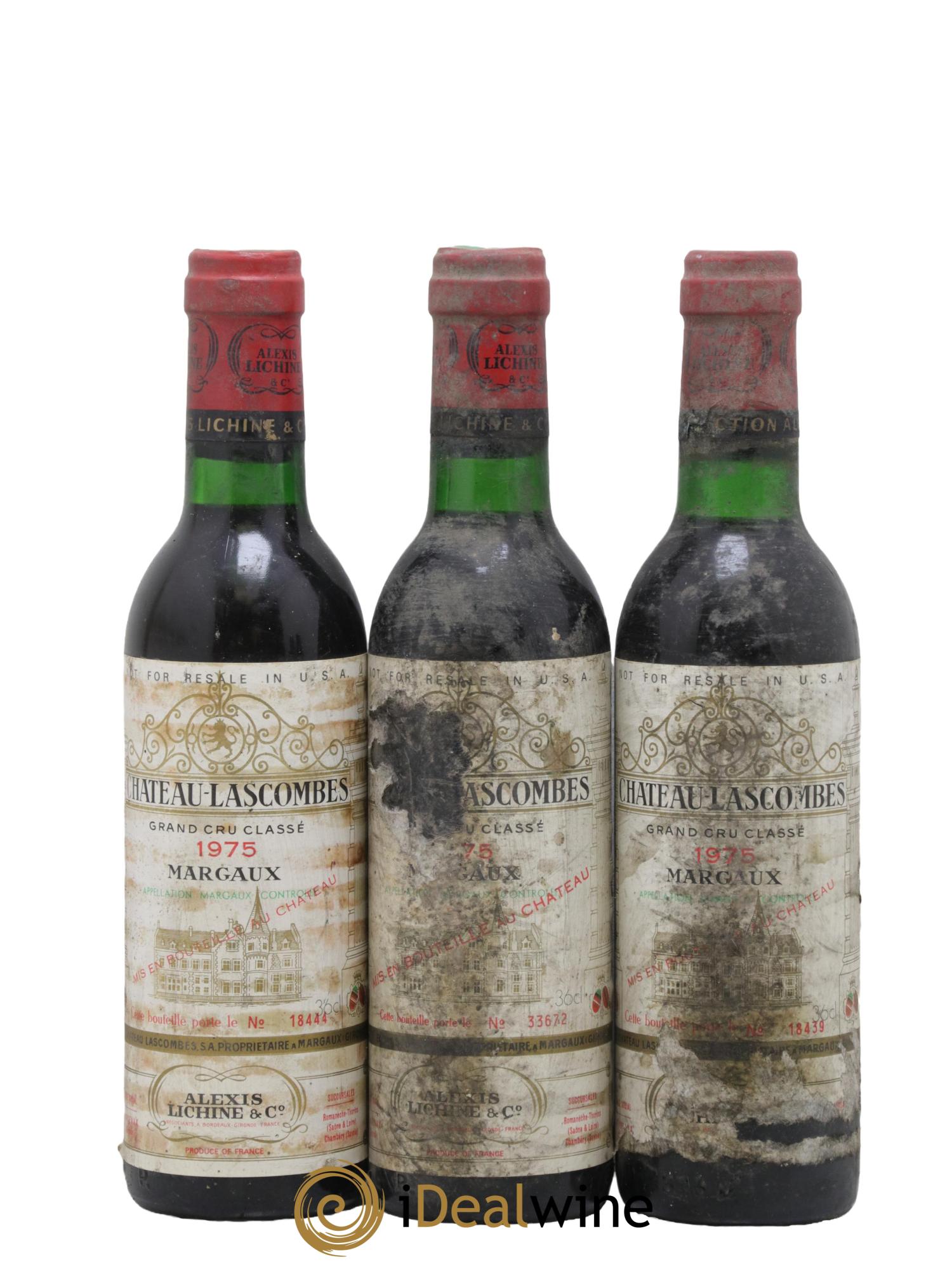 Château Lascombes 2ème Grand Cru Classé 1975 - Lot de 3 demi bouteilles - 0