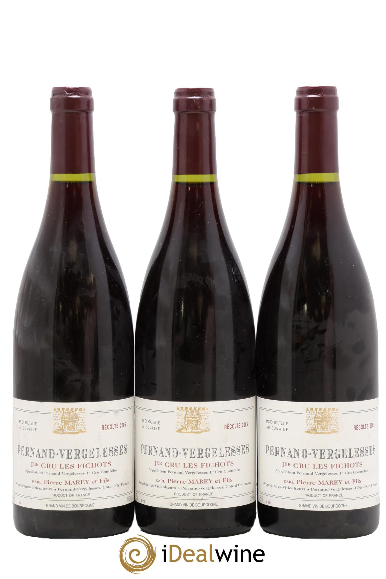 Pernand-Vergelesses 1er Cru Les Fichots Pierre Marey Et Fils 2005 - Lotto di 3 bottiglie - 0