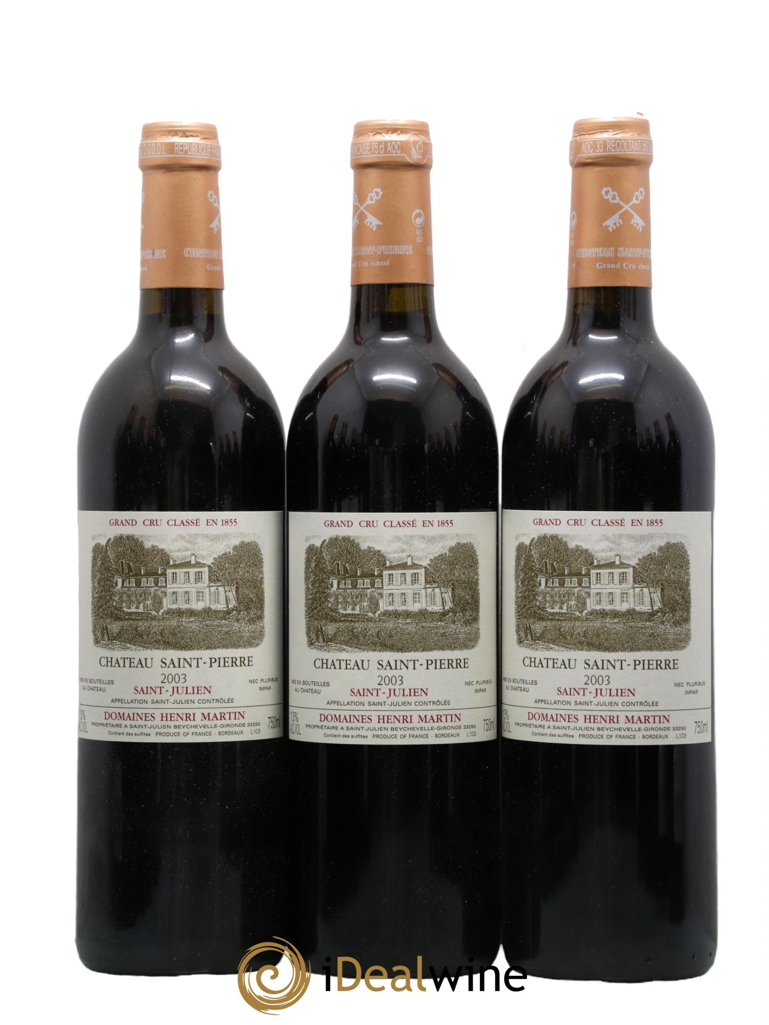 Château Saint-Pierre 4ème Grand Cru Classé 2003 - Lotto di 12 bottiglie - 1