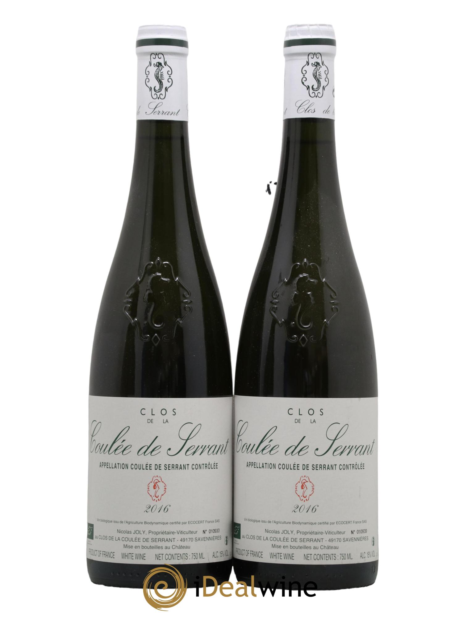 Savennières Clos de la Coulée de Serrant Vignobles de la Coulée de Serrant - Nicolas Joly 2016 - Lot de 2 bouteilles - 0