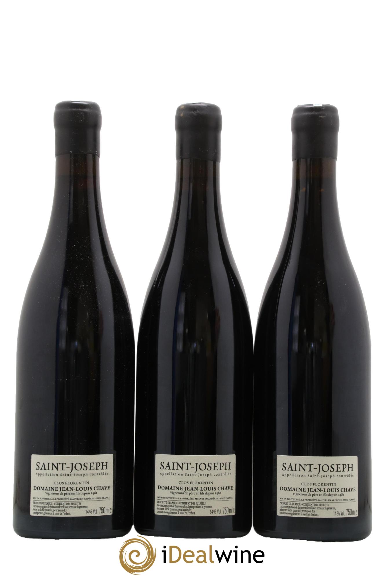 Saint-Joseph Clos Florentin Jean-Louis Chave 2015 - Lot of 3 bottles - 1