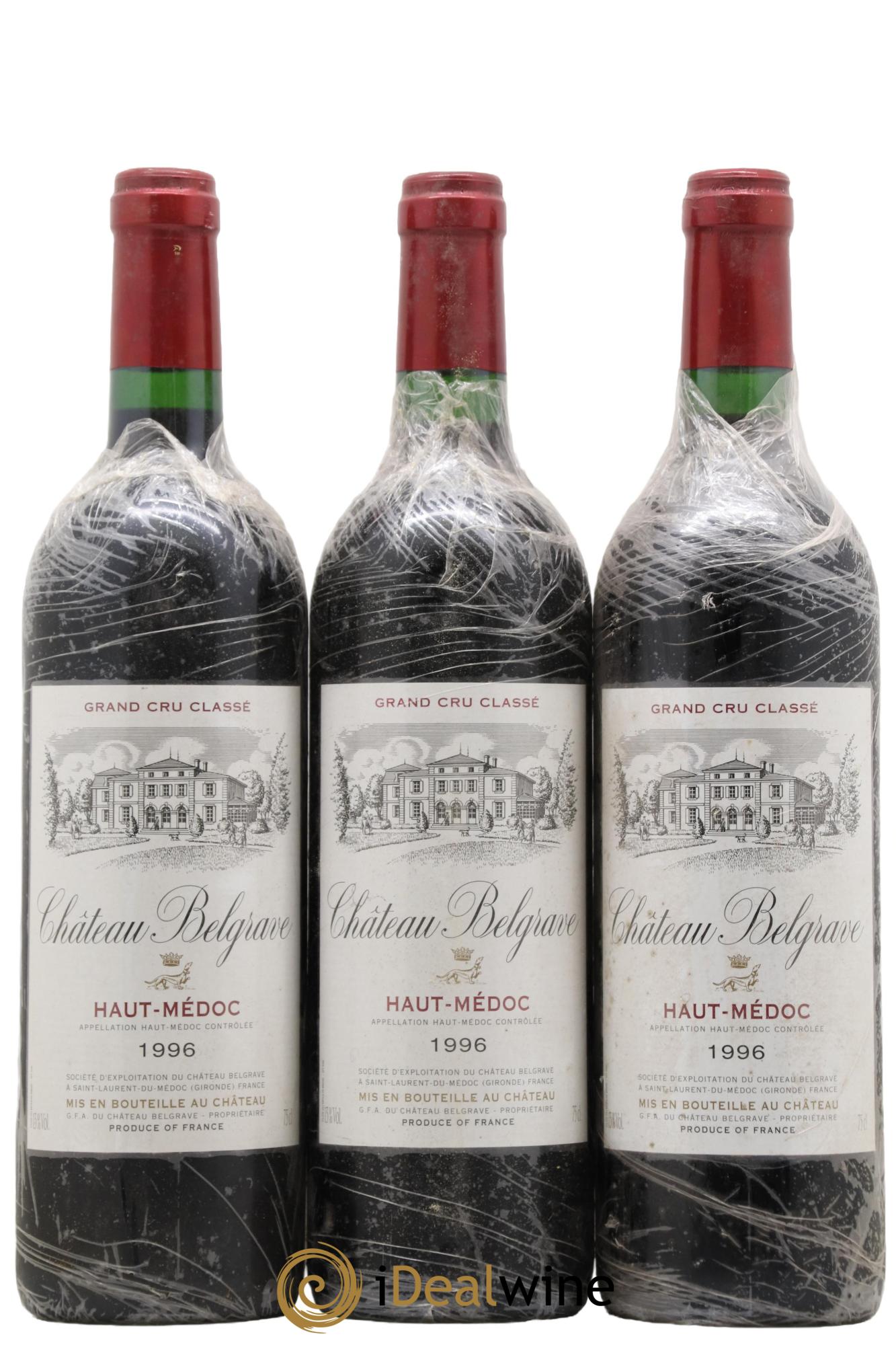 Château Belgrave 5ème Grand Cru Classé 1996 - Lot de 3 bouteilles - 0