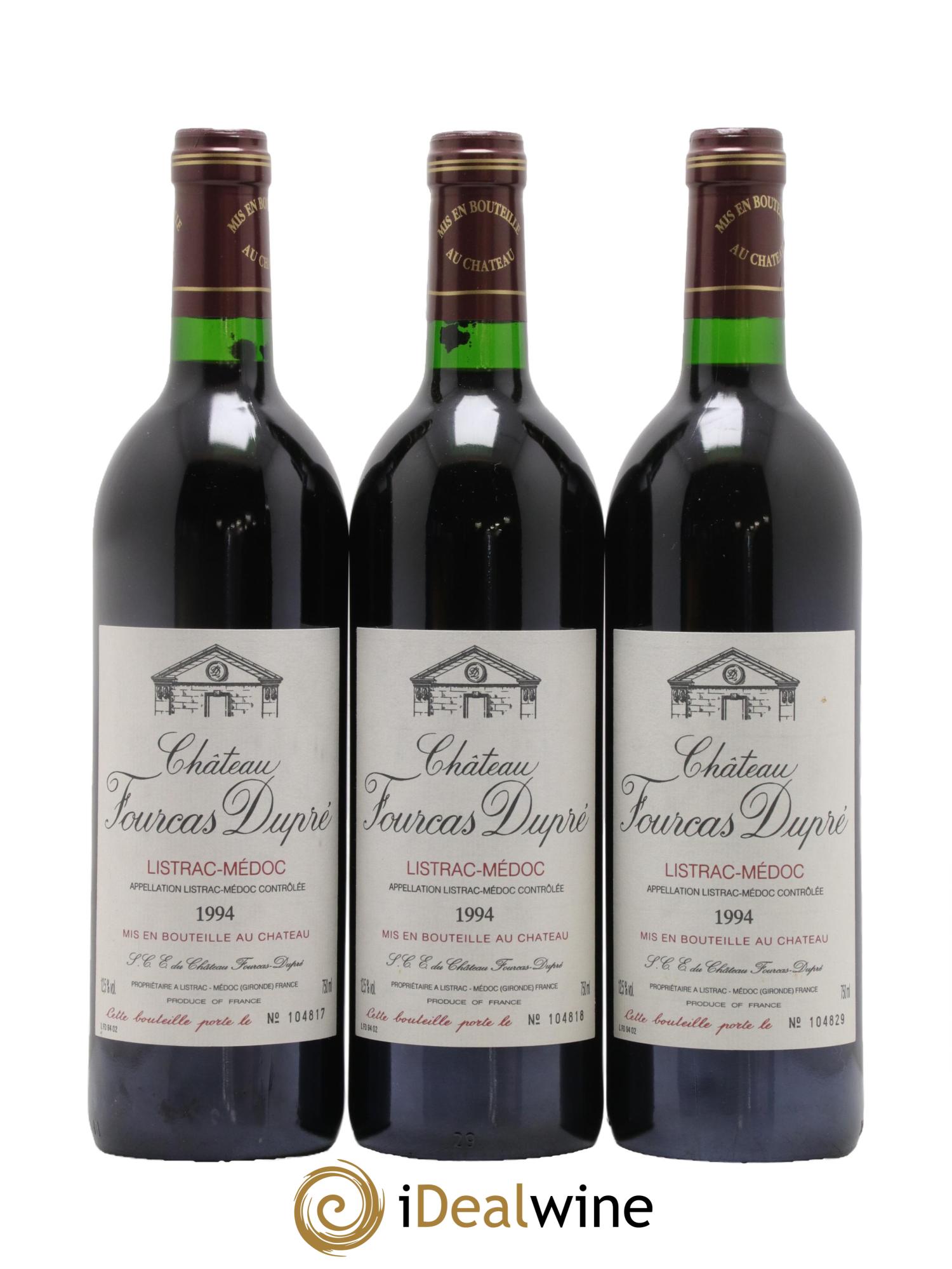 Château Fourcas Dupré 1994 - Lot de 3 bouteilles - 0