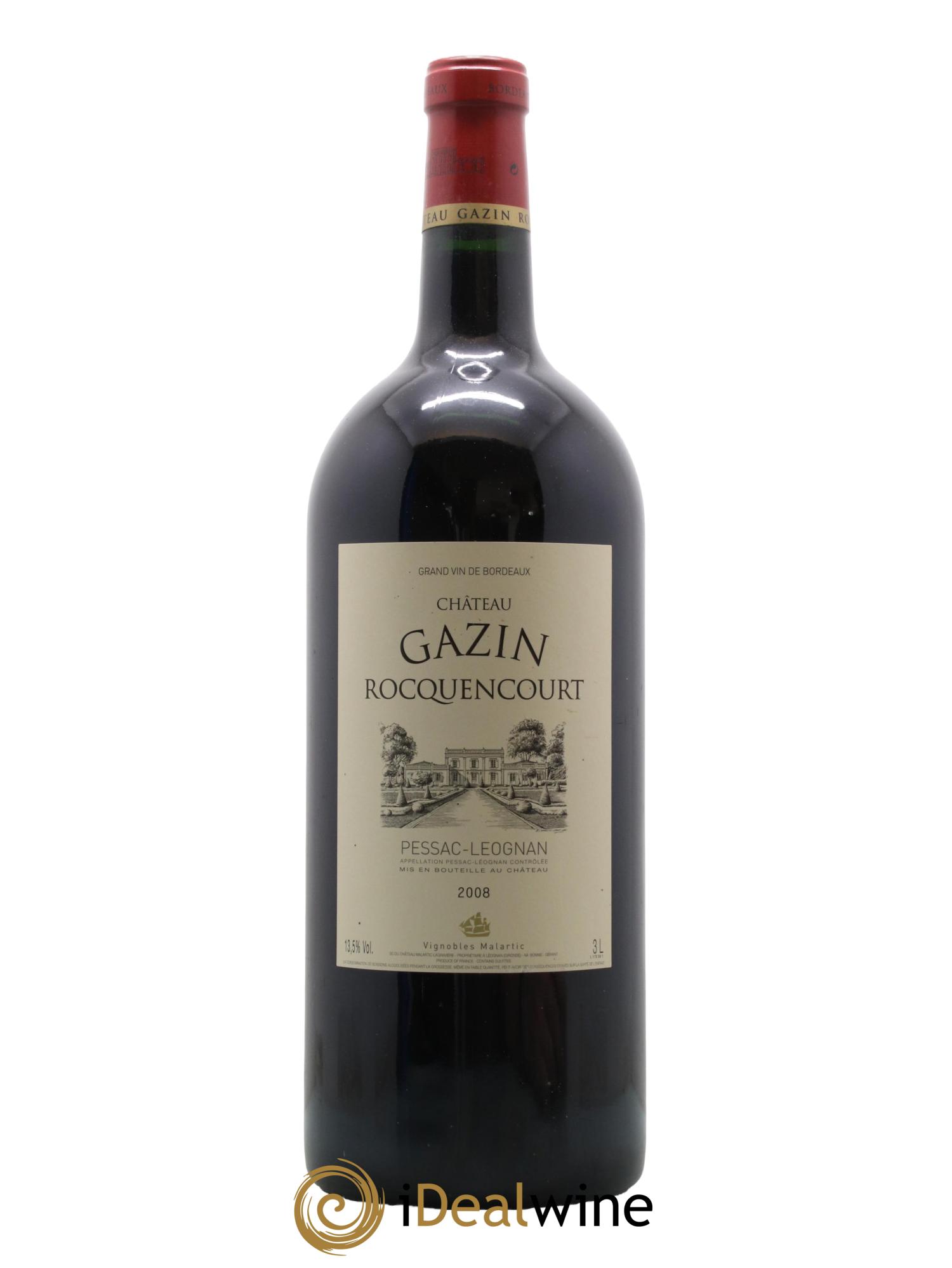Pessac-Léognan Chateau Gazin Rocquencourt Vignobles Malatric 2008 - Lot de 1 double magnum - 0