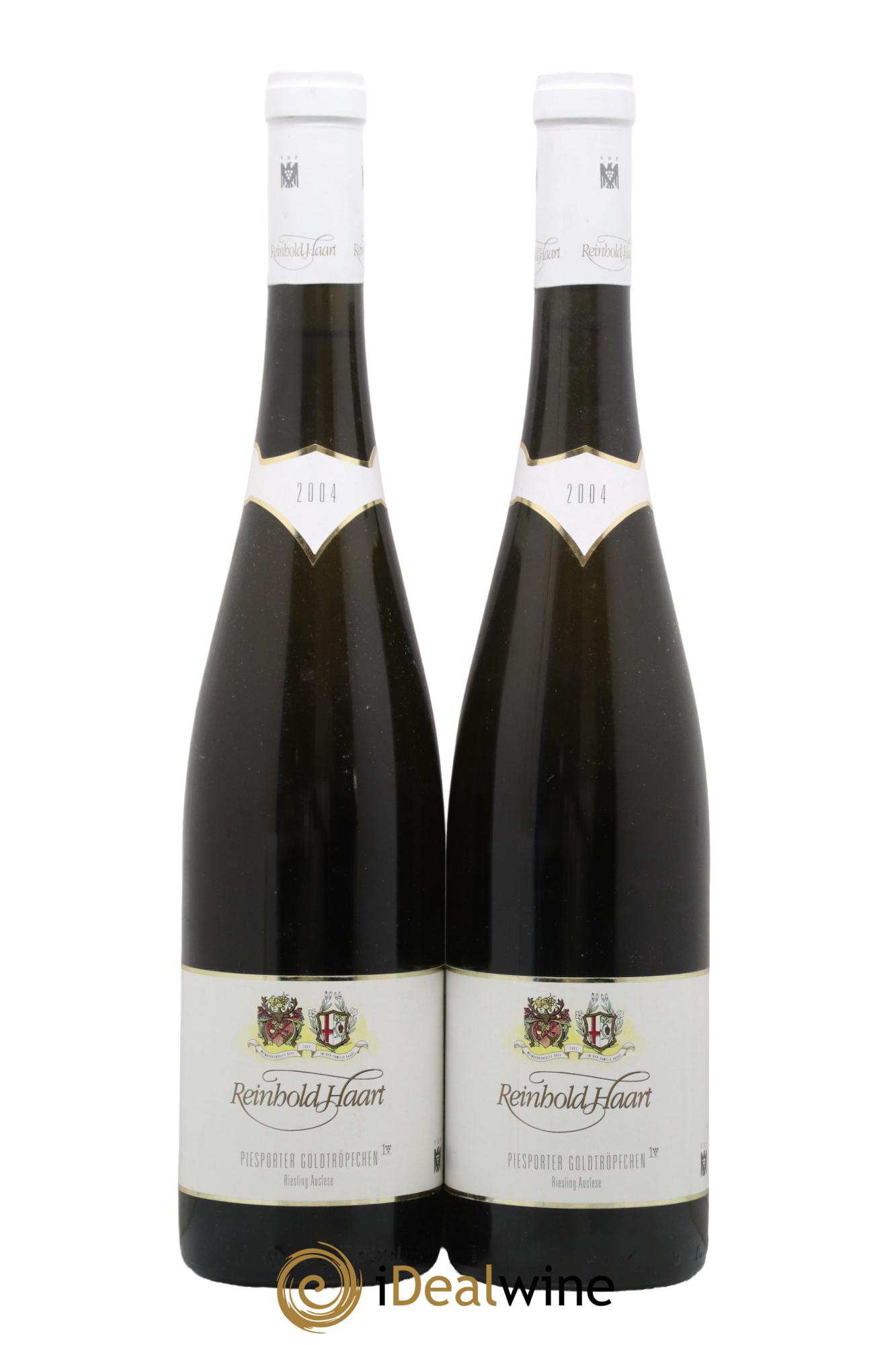 Allemagne Mosel-Saar Riesling Piesporter Goldtröpfchen Auslese Reinhold Haart 2004 - Lot de 2 bouteilles - 0