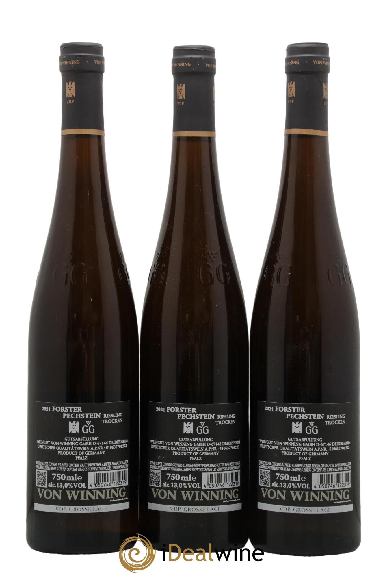 Allemagne Pfalz Riesling Forster Pechstein GG Von Winning 2021 - Lot de 3 bouteilles - 1