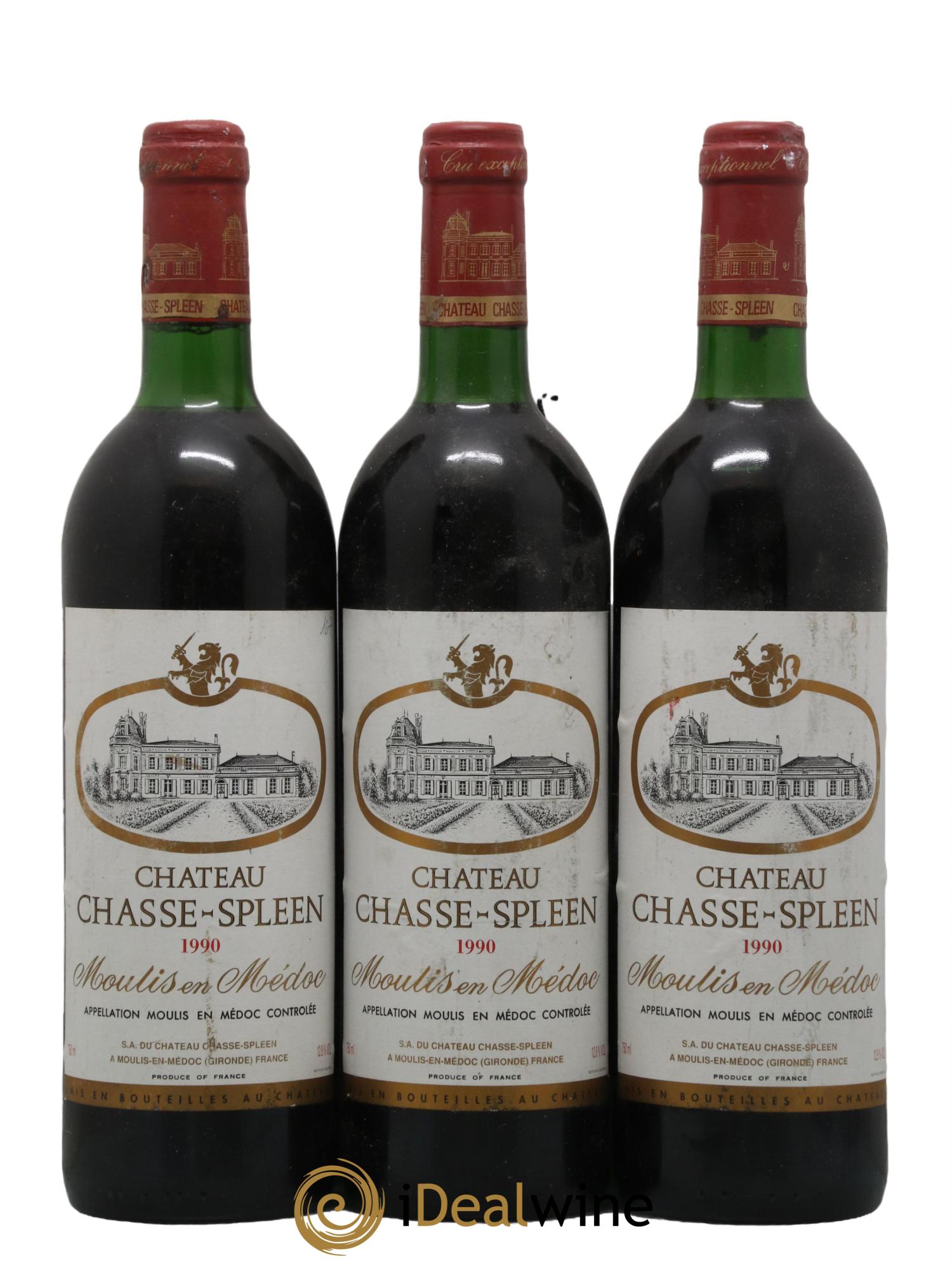 Château Chasse Spleen 1990 - Lot de 3 bouteilles - 0