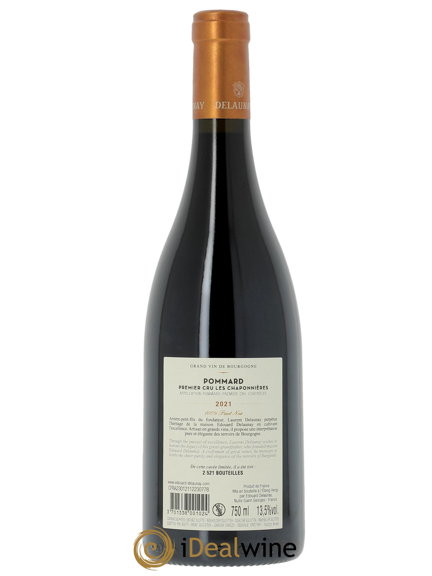 Pommard 1er Cru Les Chaponnières Edouard Delaunay  2021 - Lot de 1 bouteille - 1