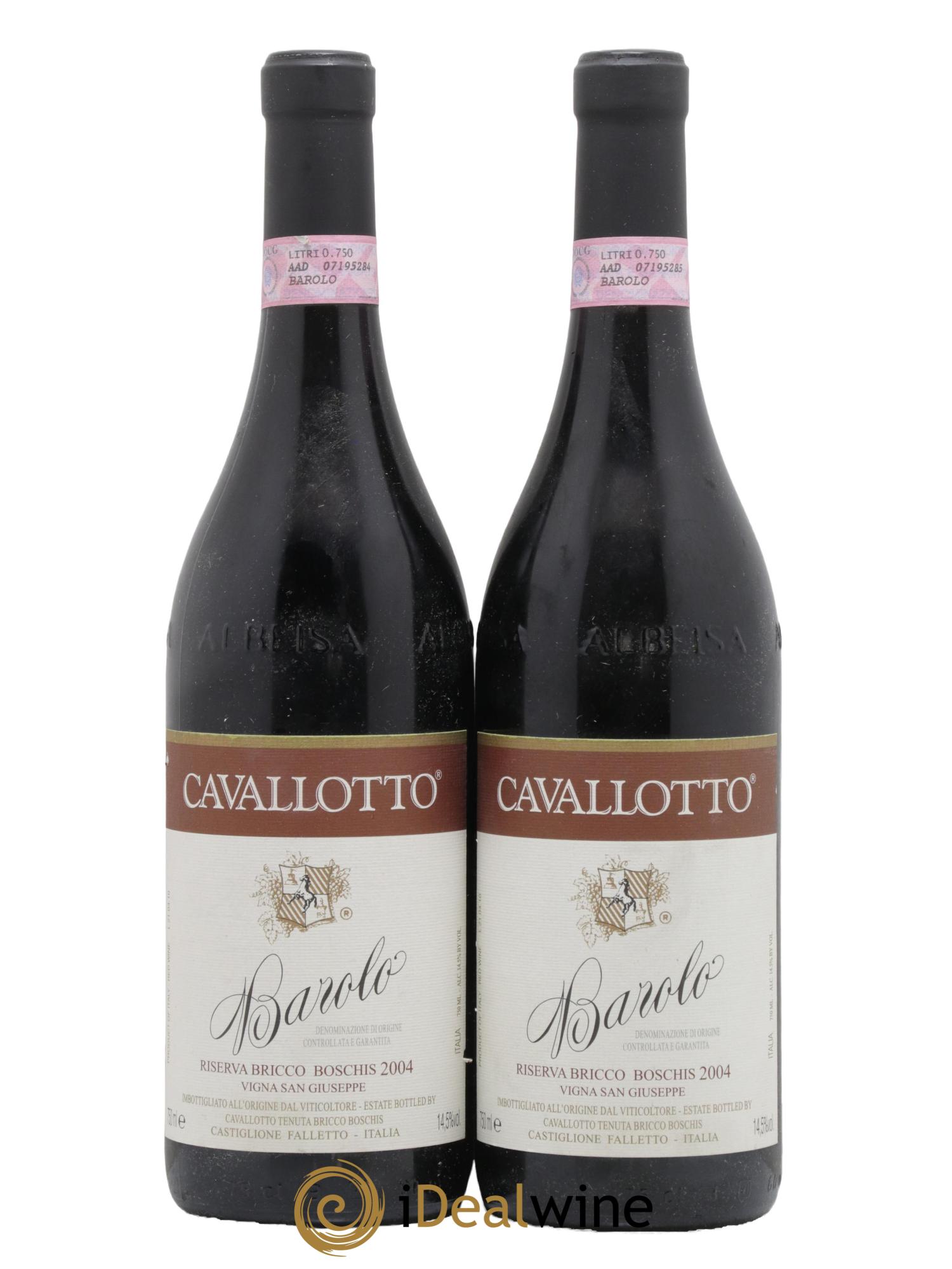Barolo DOCG Riserva Bricco Boschis Vigna San Giuseppe Cavallotto 2004 - Lot de 2 bouteilles - 0