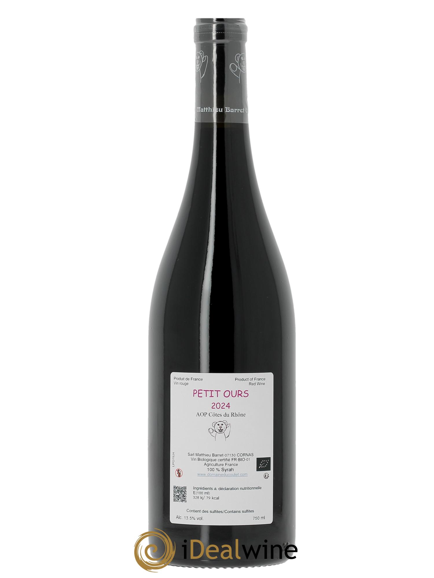 Côtes-du-Rhône Petit Ours Brun Coulet (Domaine du) - Matthieu Barret  2024 - Lot de 1 bouteille - 1