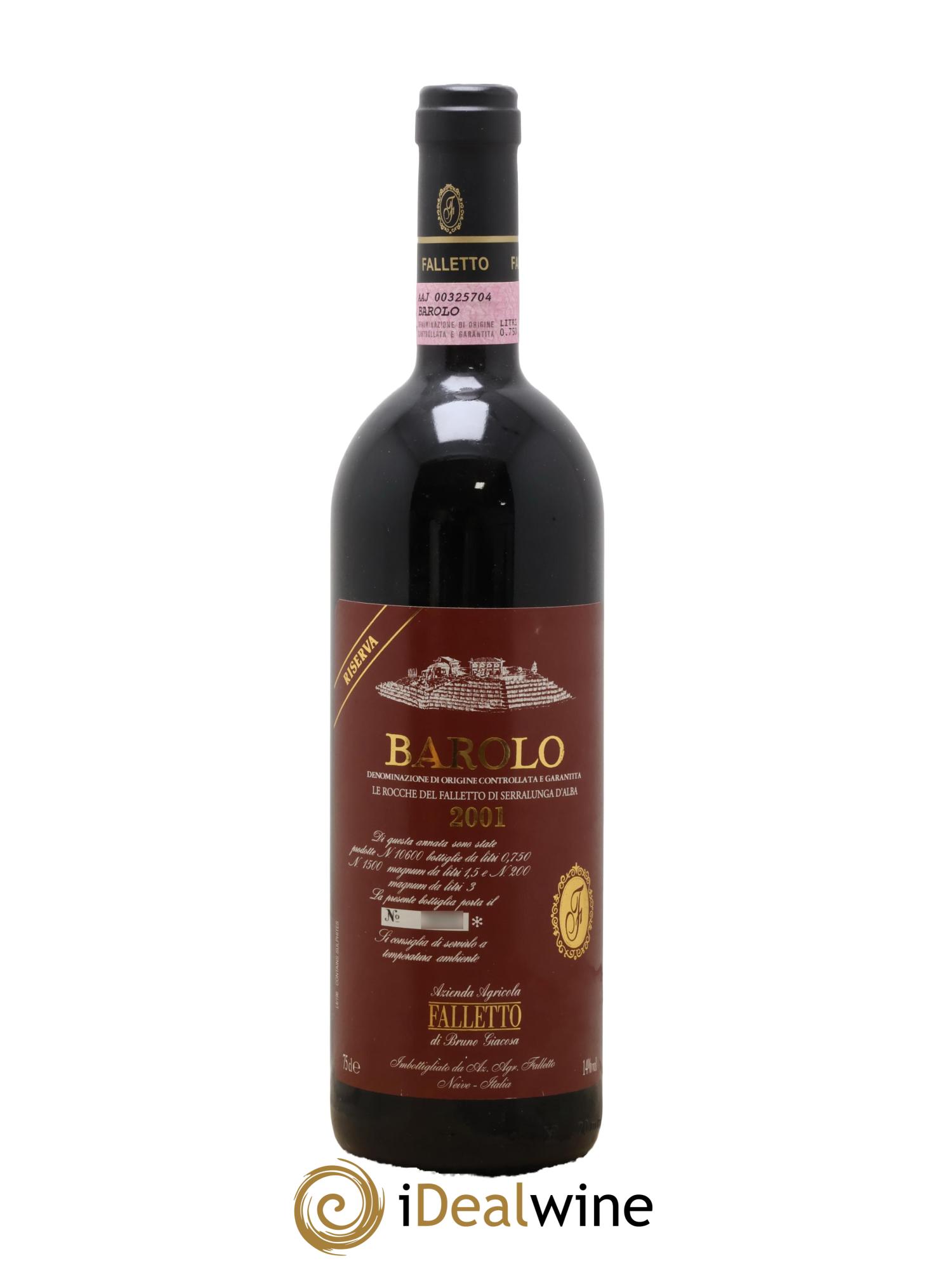 Barolo DOCG Riserva Le Rocche del Falletto Falletto - Bruno Giacosa Riserva Giacosa 2001 - Lot of 1 bottle - 0