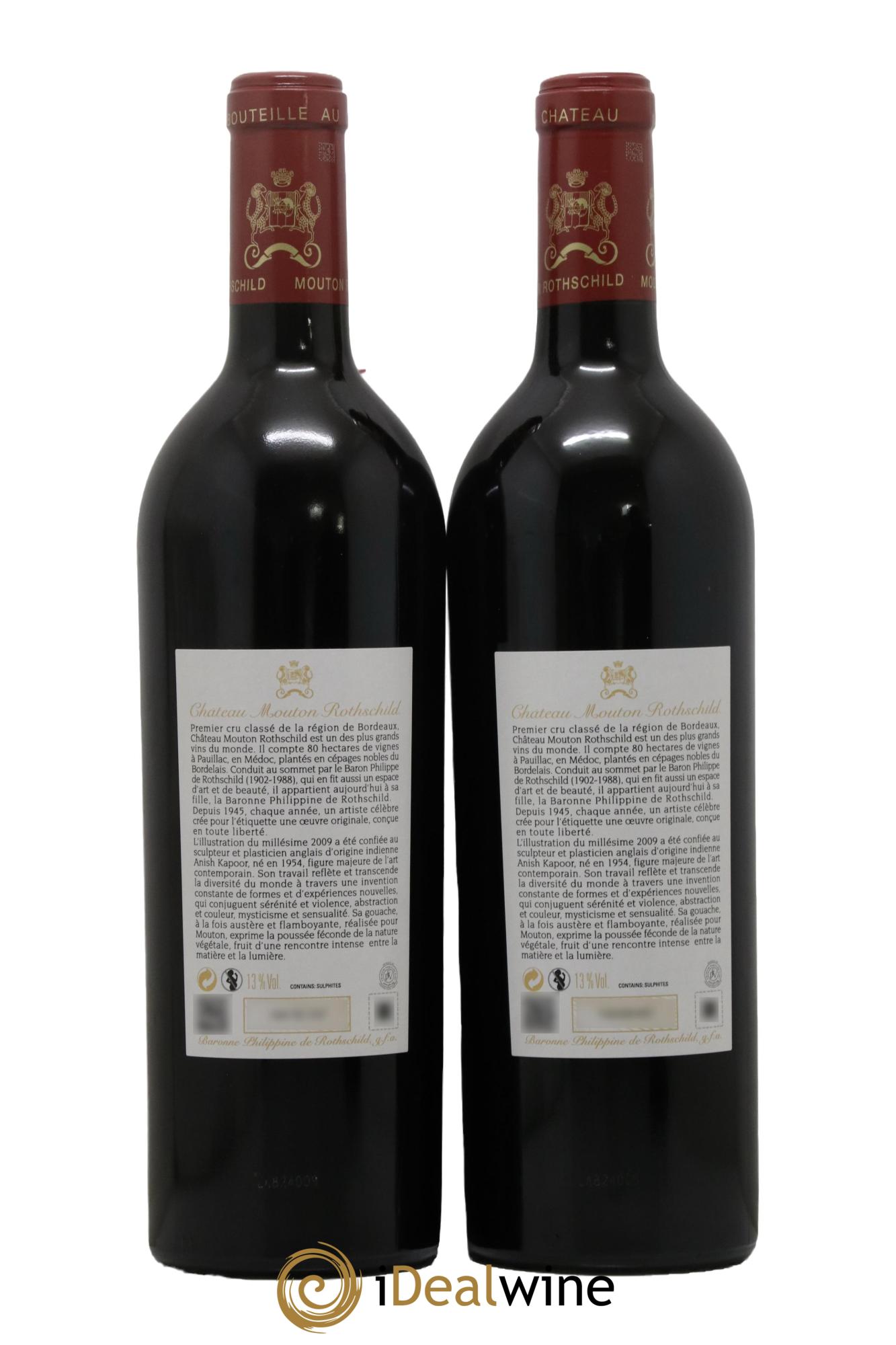 Château Mouton Rothschild 1er Grand Cru Classé 2009 - Lot de 2 bouteilles - 1