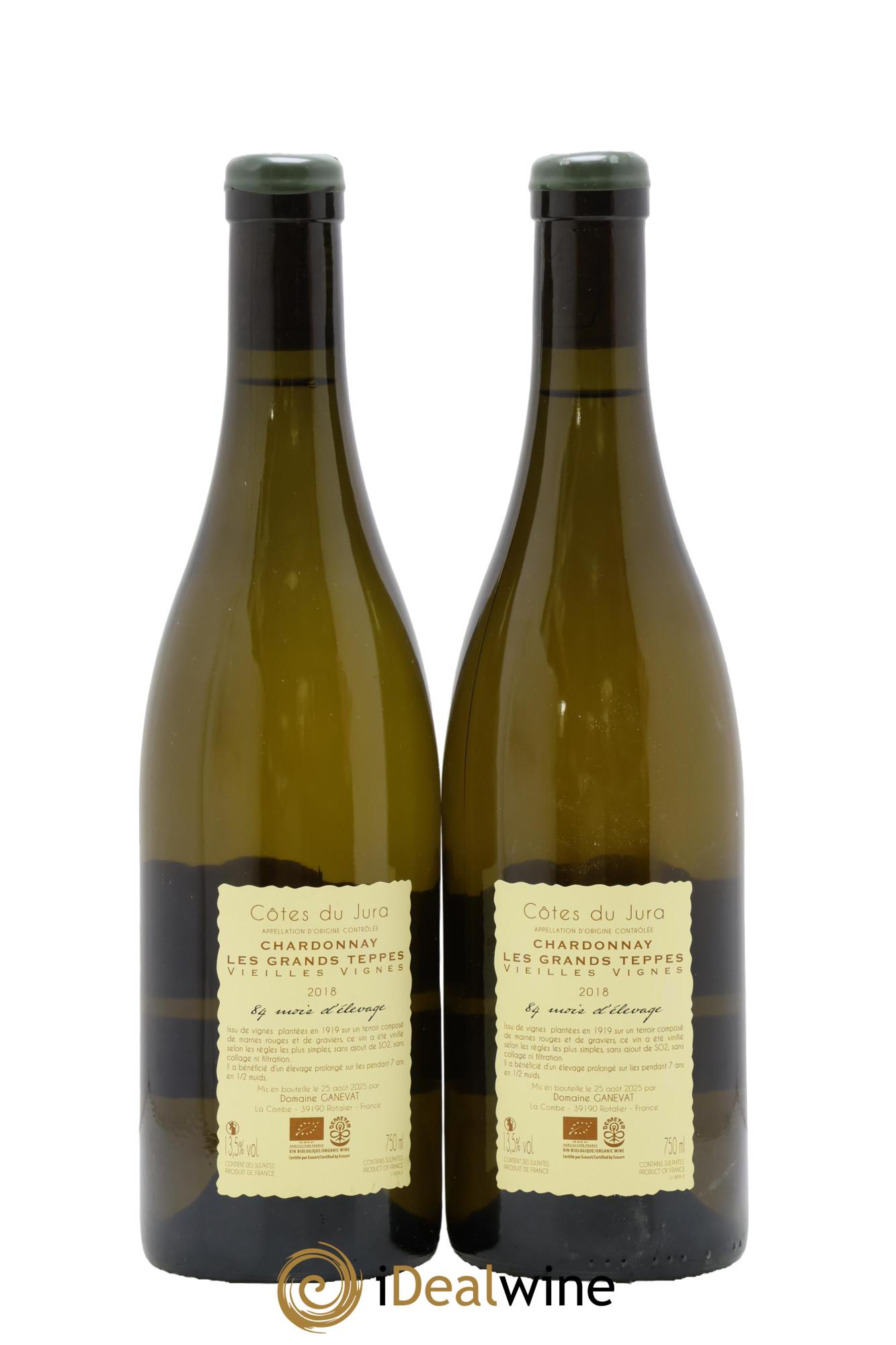 Côtes du Jura Chardonnay Les Grands Teppes Vieilles Vignes 84 Mois D'Elevage Jean-François Ganevat (Domaine) 2018 - Lot de 2 bouteilles - 1