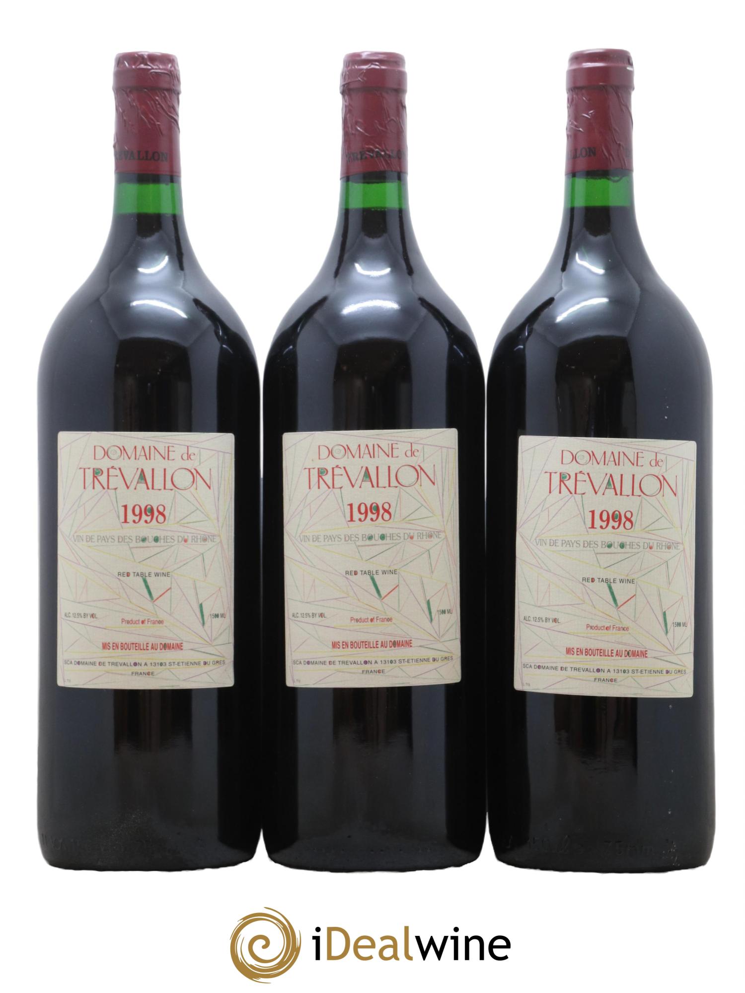 VDP Bouches du Rhône Trévallon (Domaine de) Eloi Dürrbach 1998 - Lot de 3 magnums - 0
