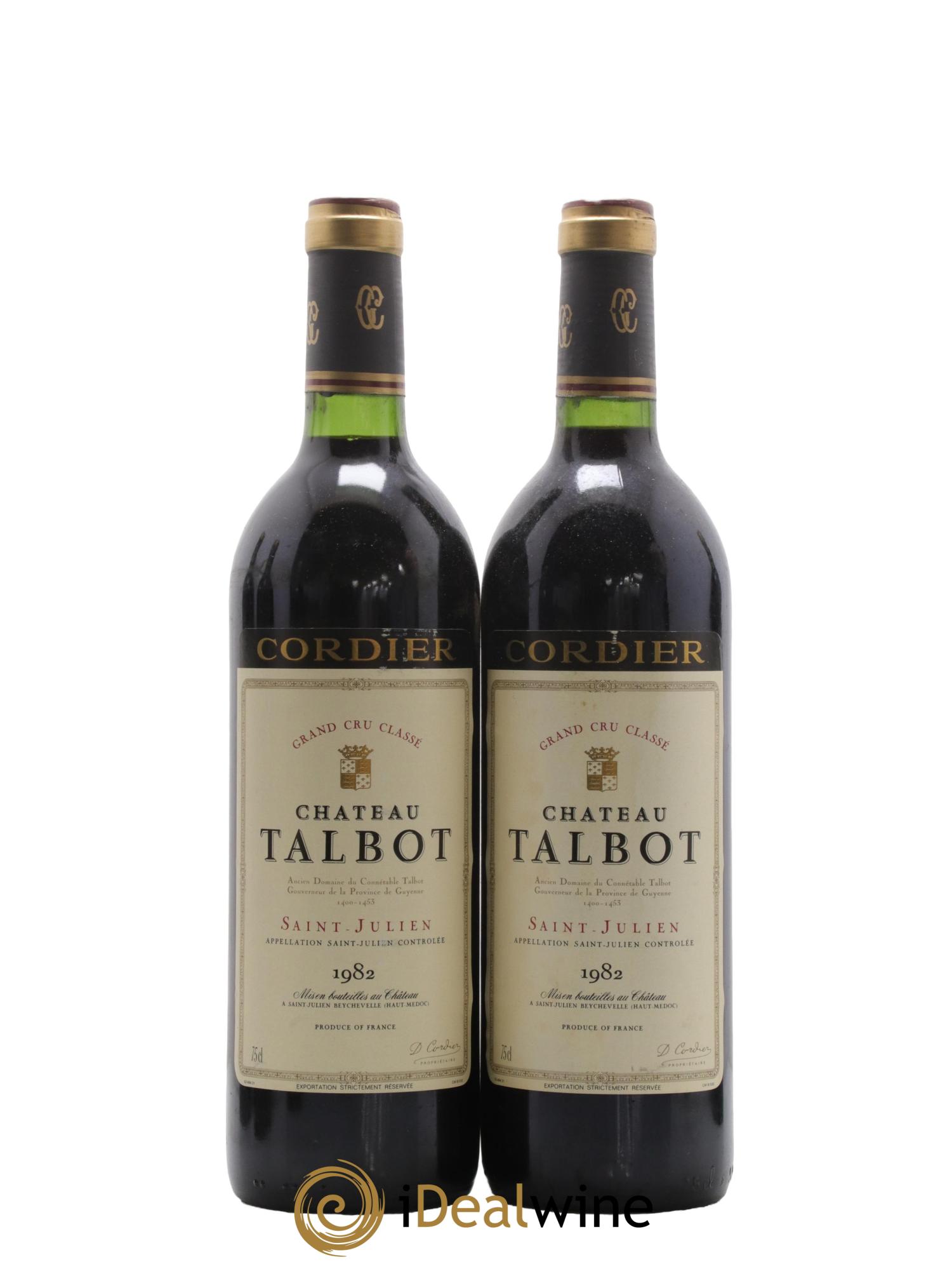 Château Talbot 4ème Grand Cru Classé 1982 - Lot de 2 bouteilles - 0
