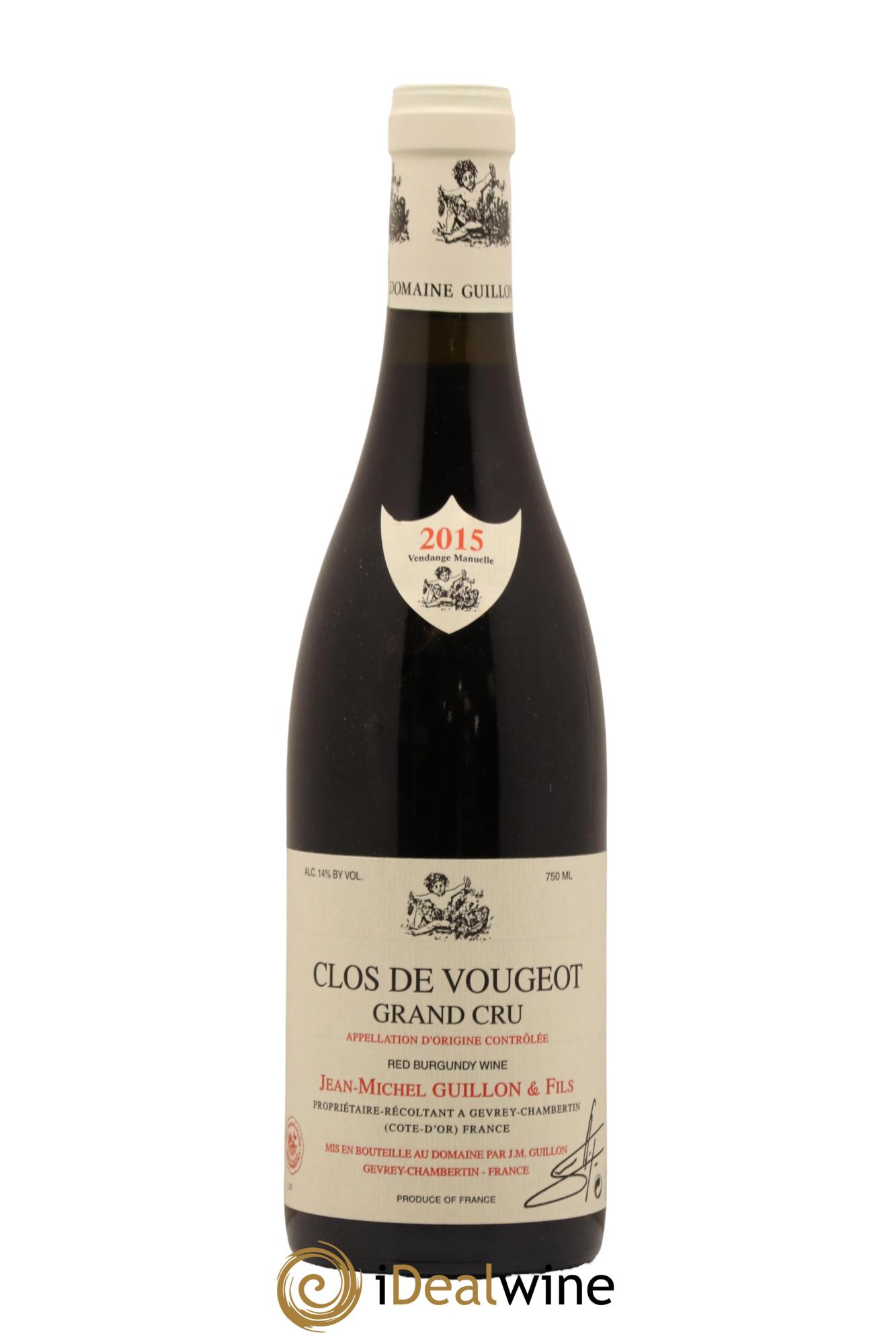 Clos de Vougeot Grand Cru Domaine J. M. Guillon 2015 - Lot de 1 bouteille - 0