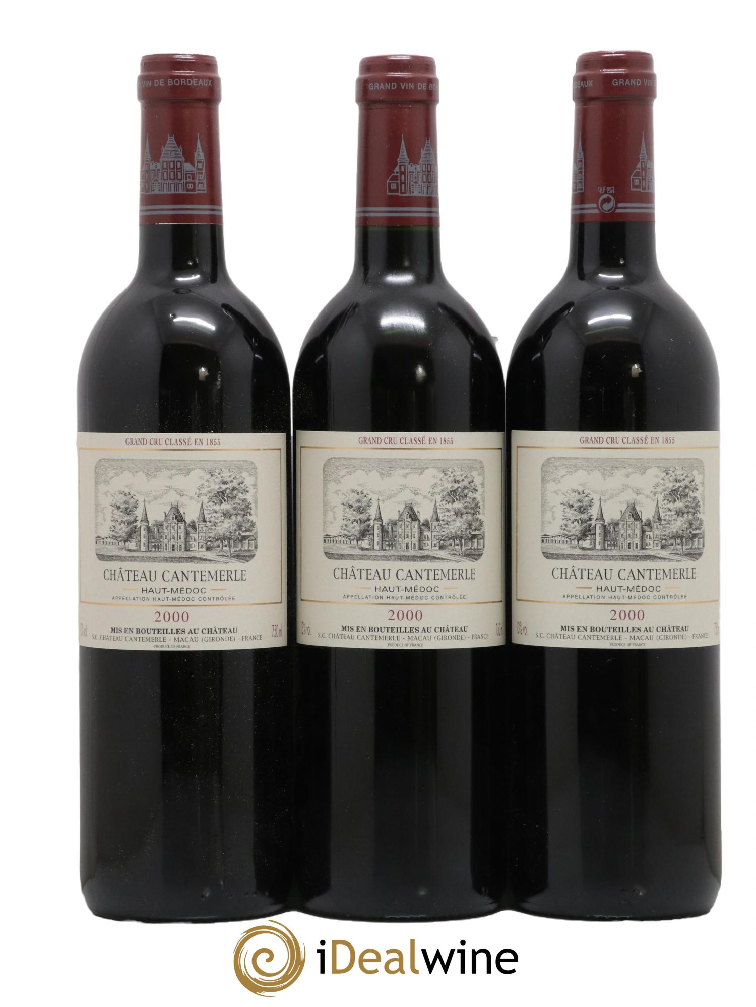 Château Cantemerle 5ème Grand Cru Classé 2000 - Lot de 3 bouteilles - 0