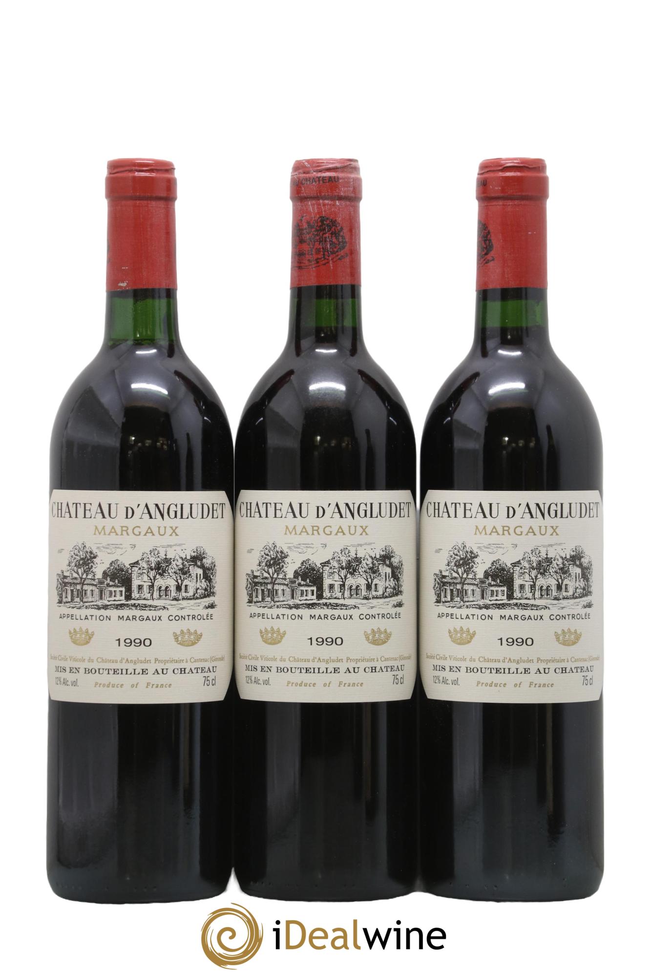 Château d' Angludet Cru Bourgeois 1990 - Lot of 3 bottles - 0