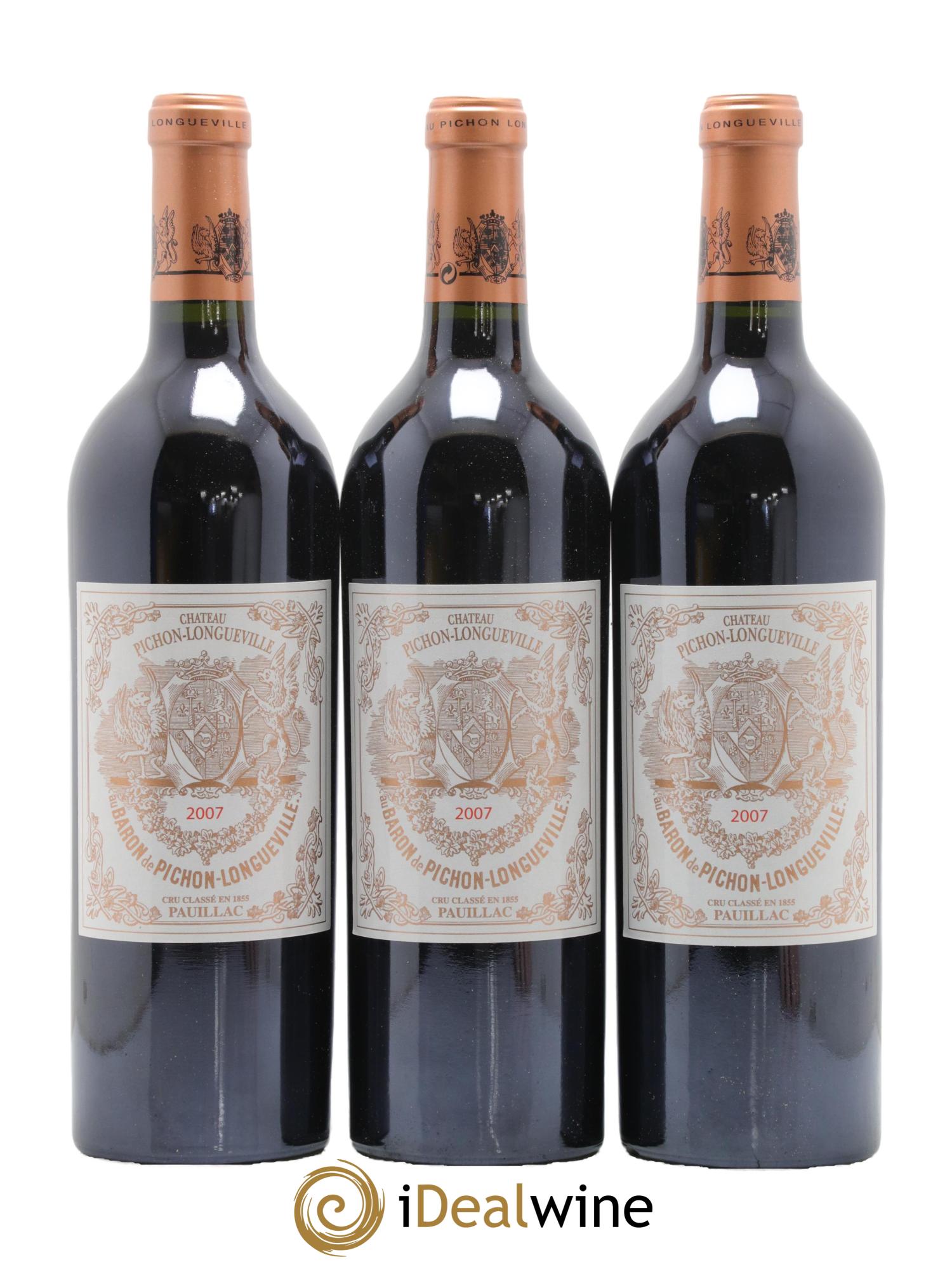 Pichon Longueville Baron 2ème Grand Cru Classé 2007 - Lot de 3 bouteilles - 0