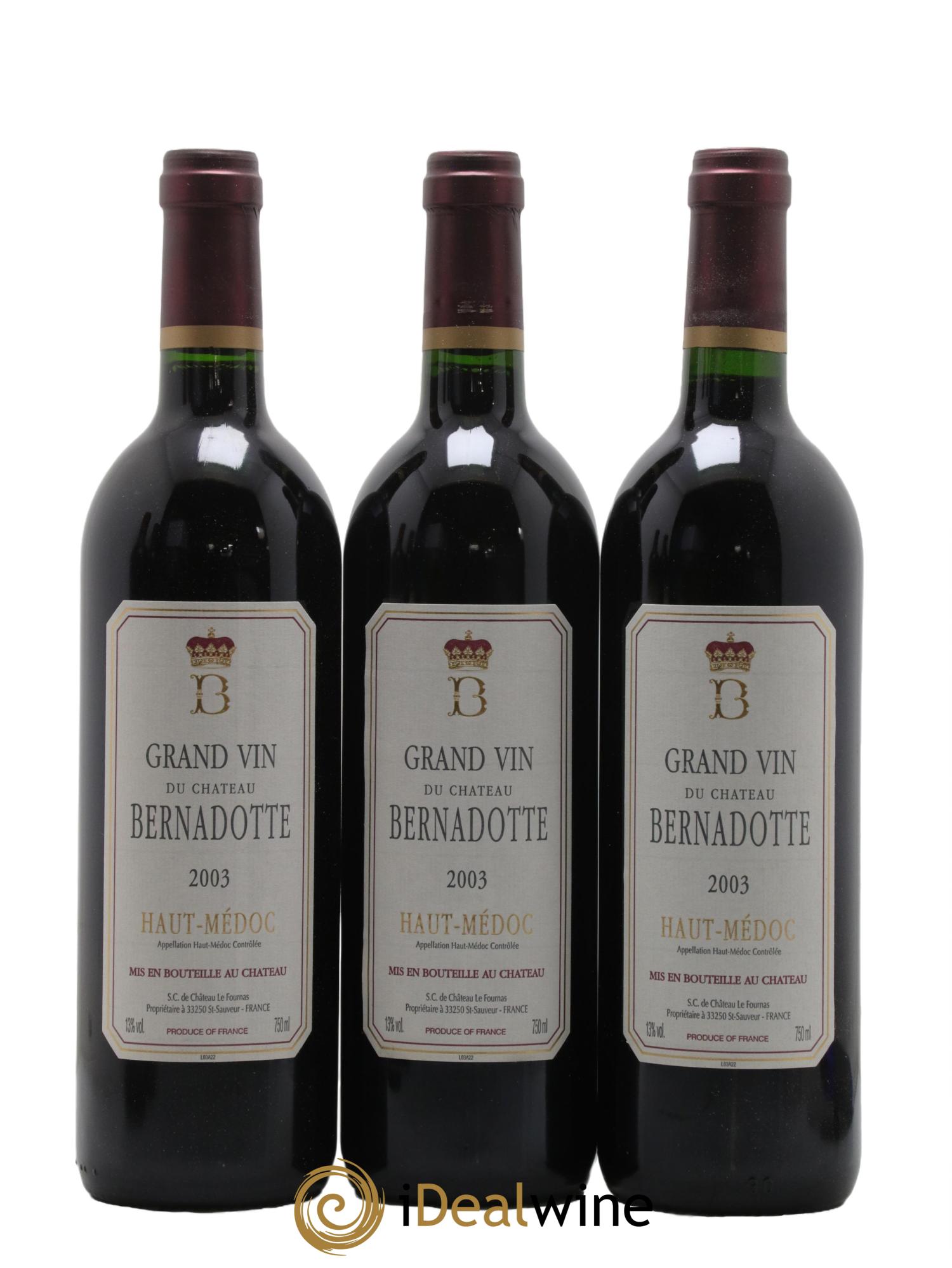 Château Bernadotte 2003 - Lot de 6 bouteilles - 1