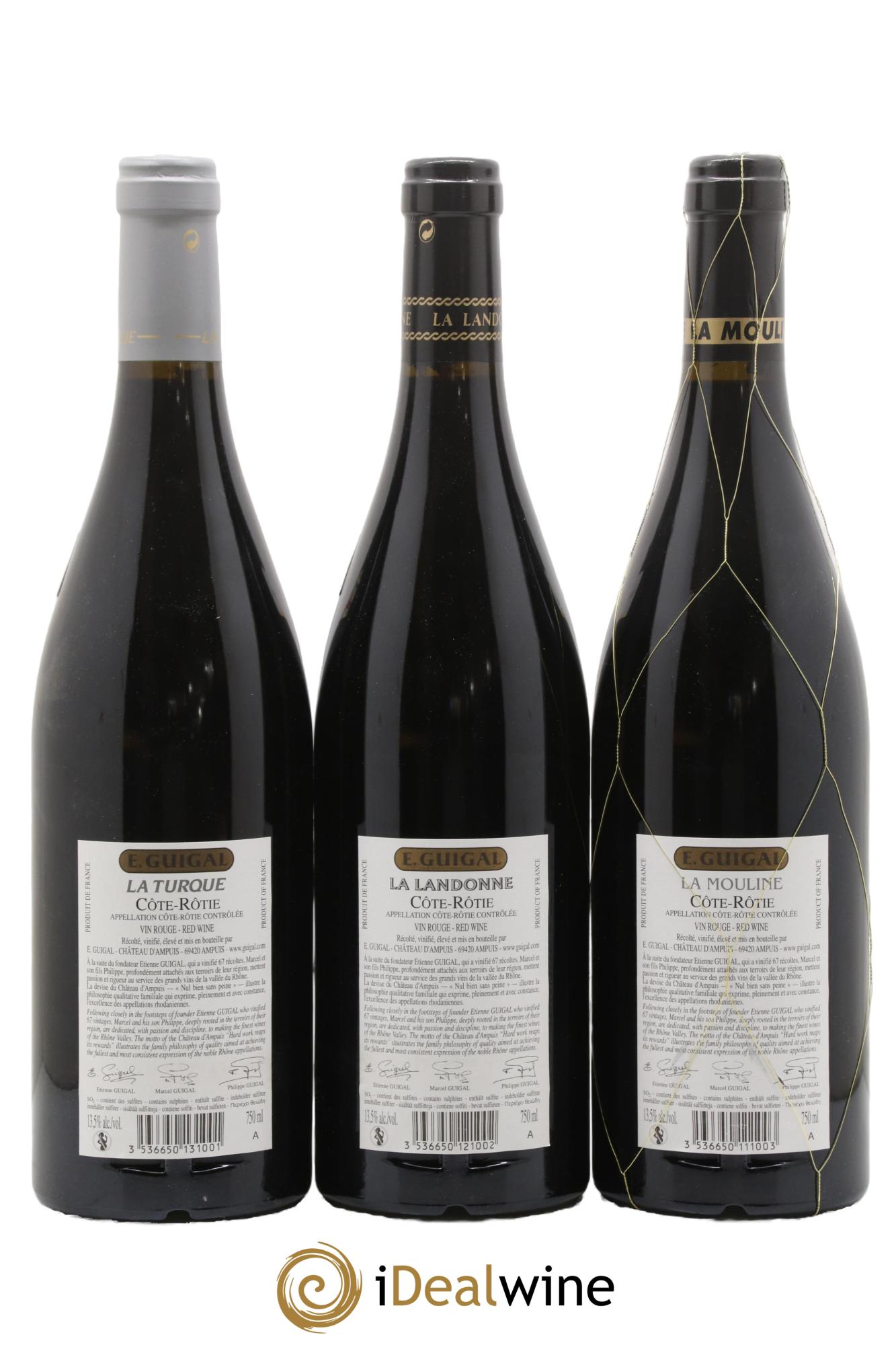 Côte-Rôtie Guigal Trilogie La Turque - La Landonne - La Mouline 2013 - Lot of 3 bottles - 1