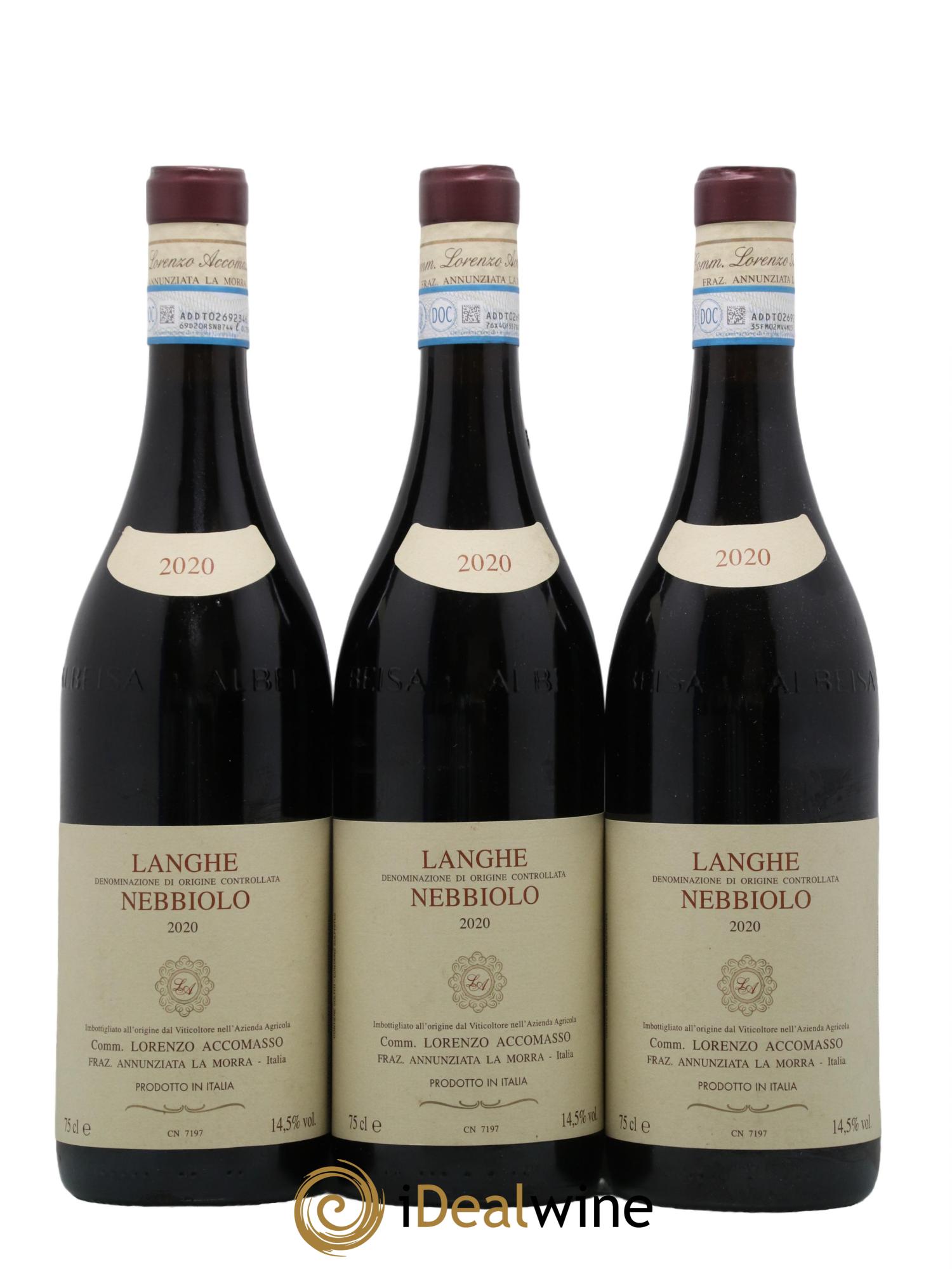 Langhe DOC Nebbiolo Lorenzo Accomasso 2020 - Lot de 3 bouteilles - 0