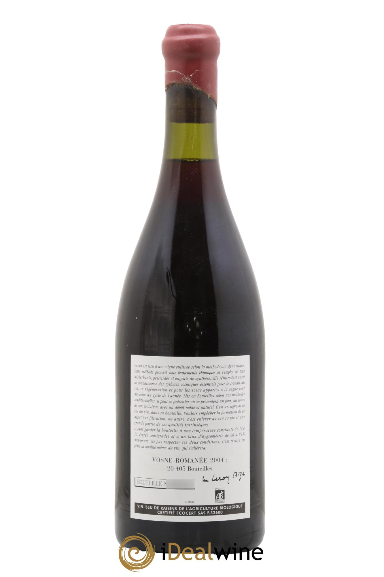 Vosne-Romanée Leroy (Domaine) 2004 - Lot of 1 bottle - 1