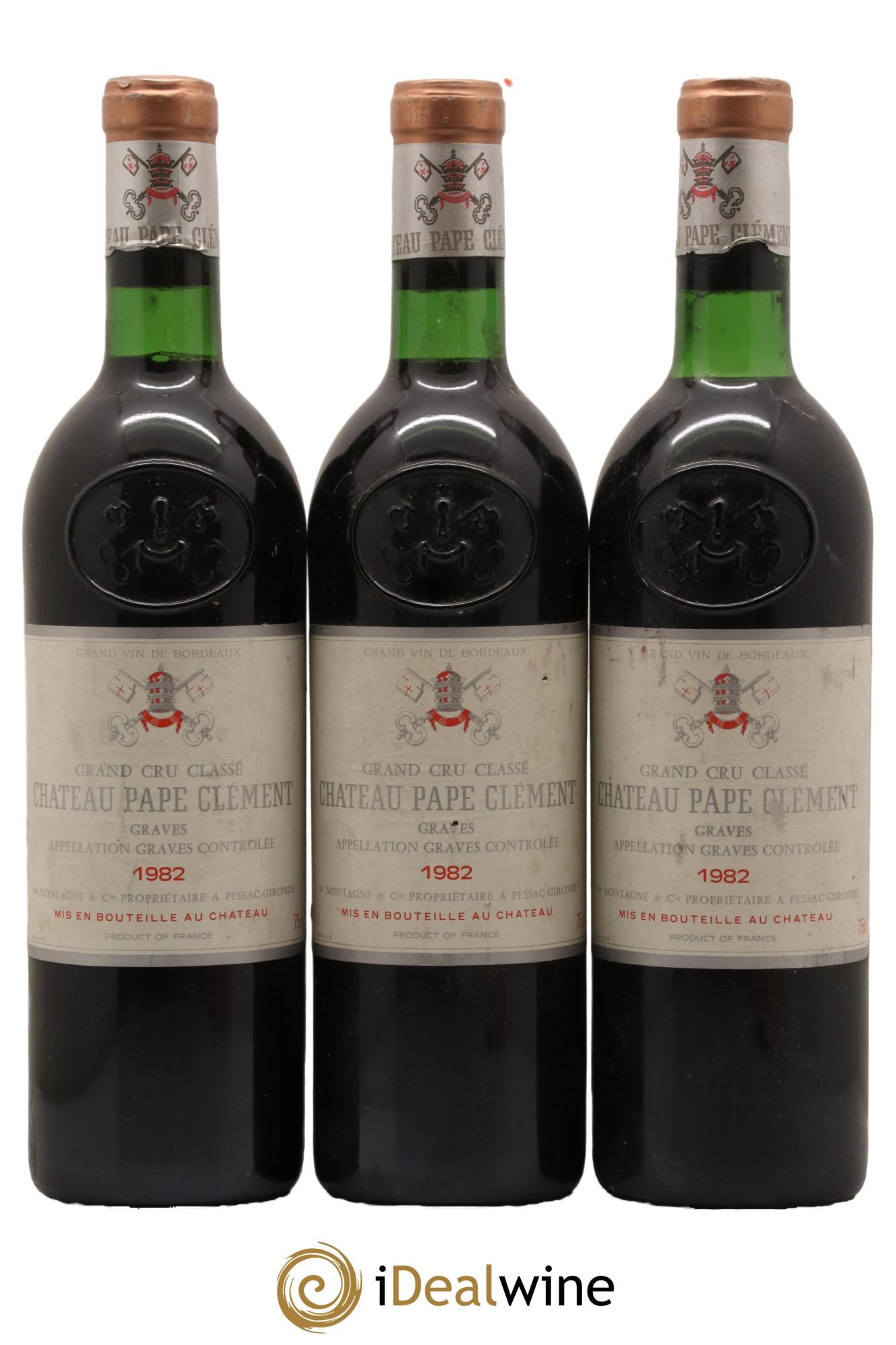 Château Pape Clément Cru Classé de Graves 1982 - Lot de 3 bouteilles - 0