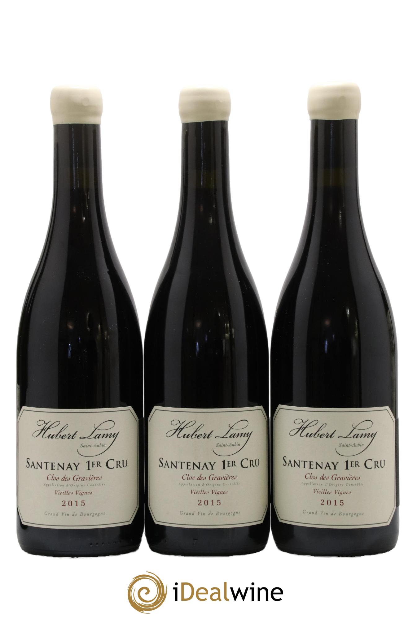 Santenay 1er Cru Clos des Gravières Vieilles Vignes Hubert Lamy 2015 - Lot of 3 bottles - 0