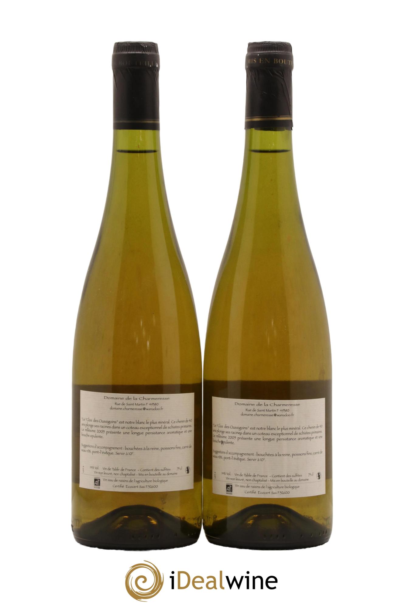 Vin de France Clos des Oussigoins Domaine de la Charmeresse 2005 - Lot de 2 bouteilles - 1