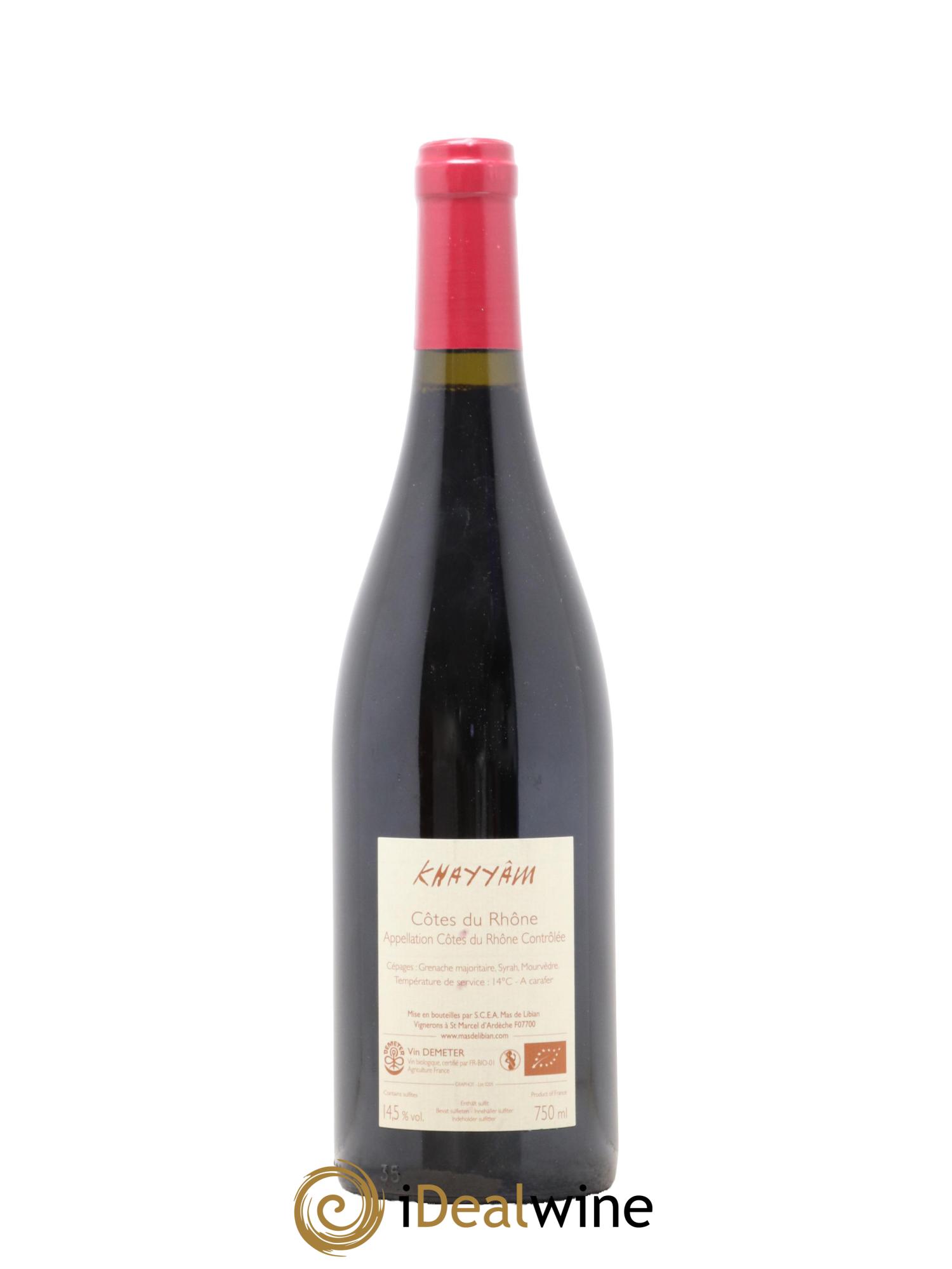 Vin de France (anciennement Côtes-du-Rhône) Khayyam Mas de Libian 2017 - Lot de 1 bouteille - 1