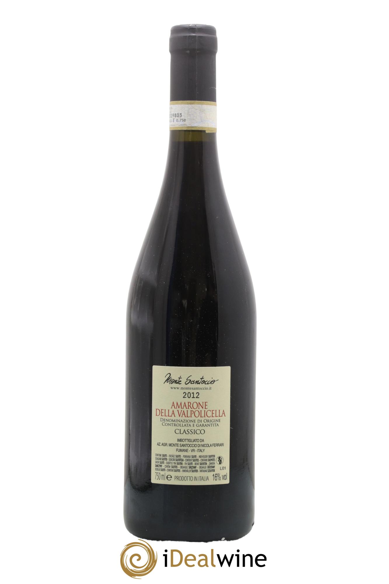 Amarone della Valpolicella Classico DOCG Monte Santoccio 2012 - Posten von 1 Flasche - 1