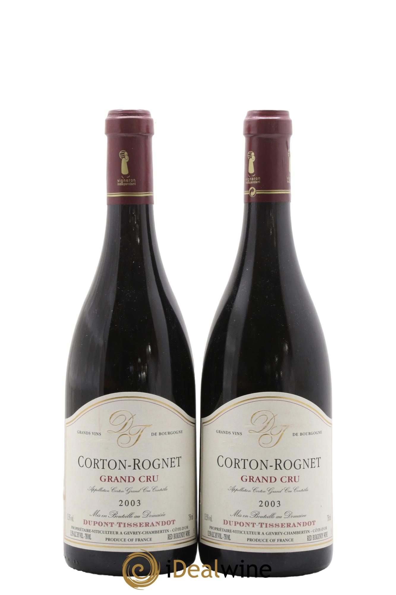Corton Grand Cru Le Rognet Dupont-Tisserandot (Domaine) 2003 - Lot de 2 bouteilles - 0