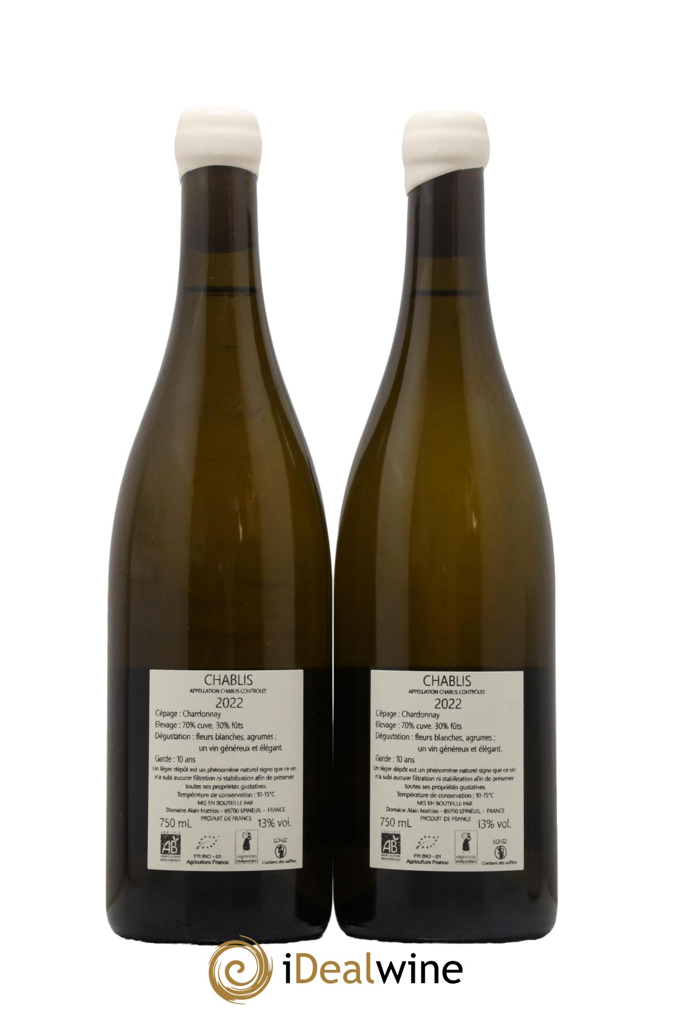 Chablis Domaine Alain Mathias 2022 - Lot de 2 bouteilles - 1