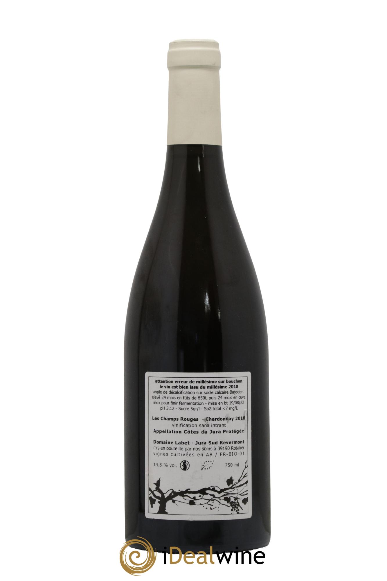 Côtes du Jura Chardonnay Les Champs Rouges Romain - Julien - Charline Labet 2018 - Lot de 1 bouteille - 1