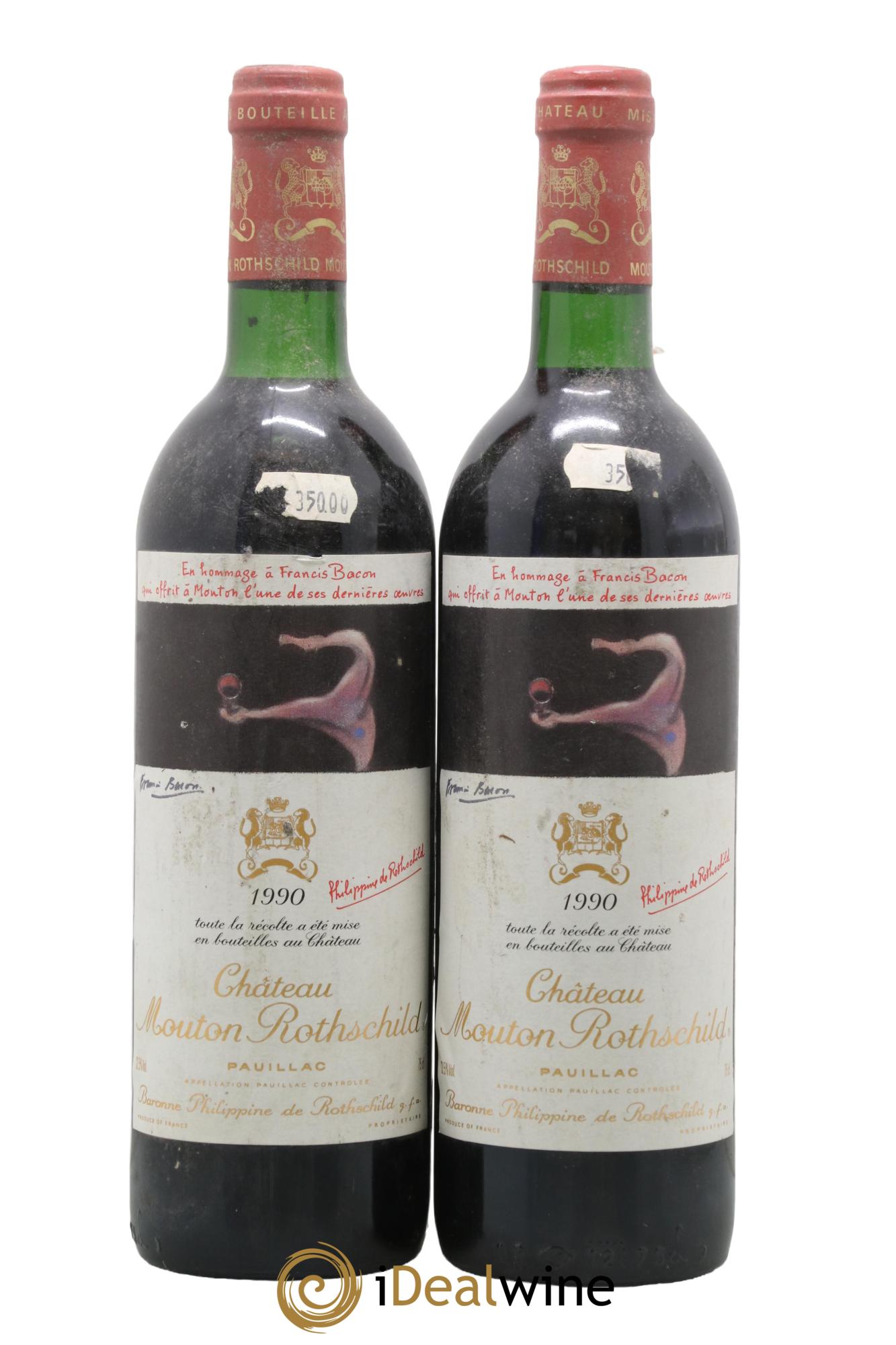 Château Mouton Rothschild 1er Grand Cru Classé 1990 - Lot de 2 bouteilles - 0