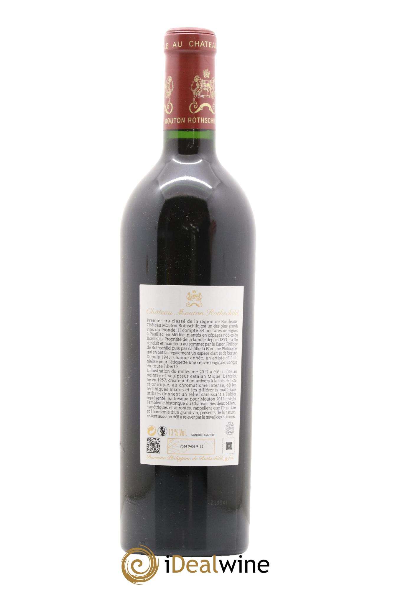 Château Mouton Rothschild 1er Grand Cru Classé 2012 - Lot de 1 bouteille - 1